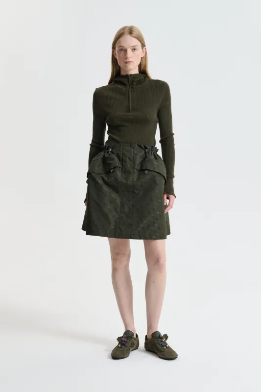 CBDELINA | SKIRT IRIS JACQUARD OLIVE made by Cecilie Bahnsen