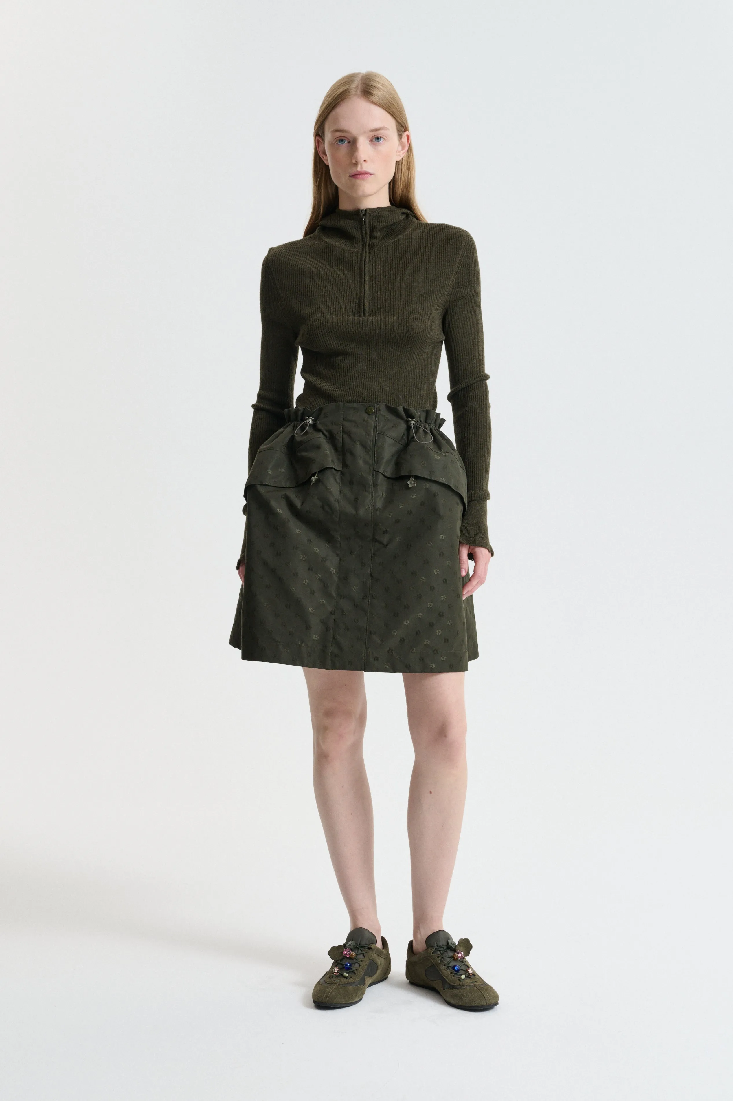 CBDELINA | SKIRT IRIS JACQUARD OLIVE sold by Cecilie Bahnsen