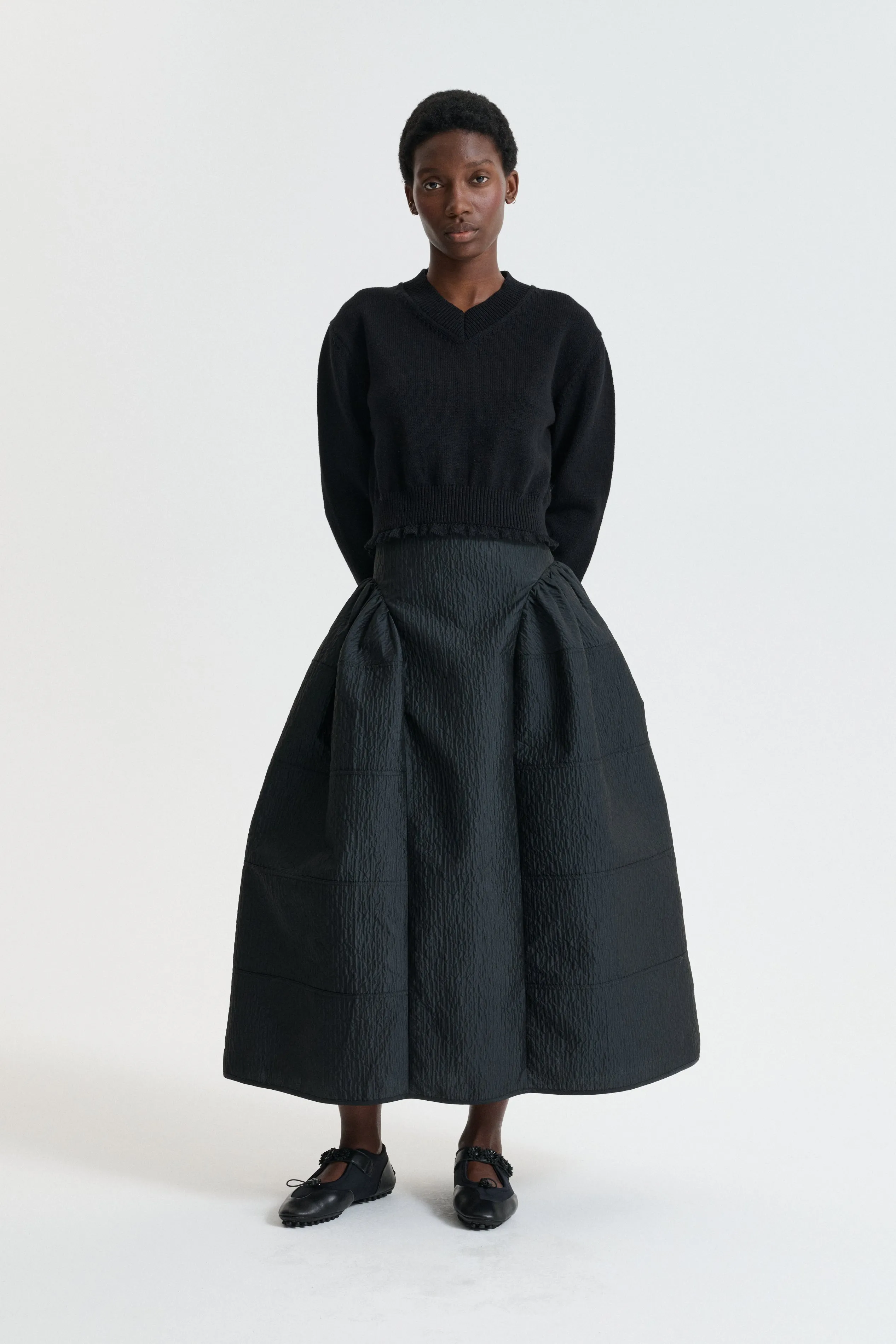 CBDAPHNE | SKIRT STRIA MATELASSÉ BLACK sold by Cecilie Bahnsen