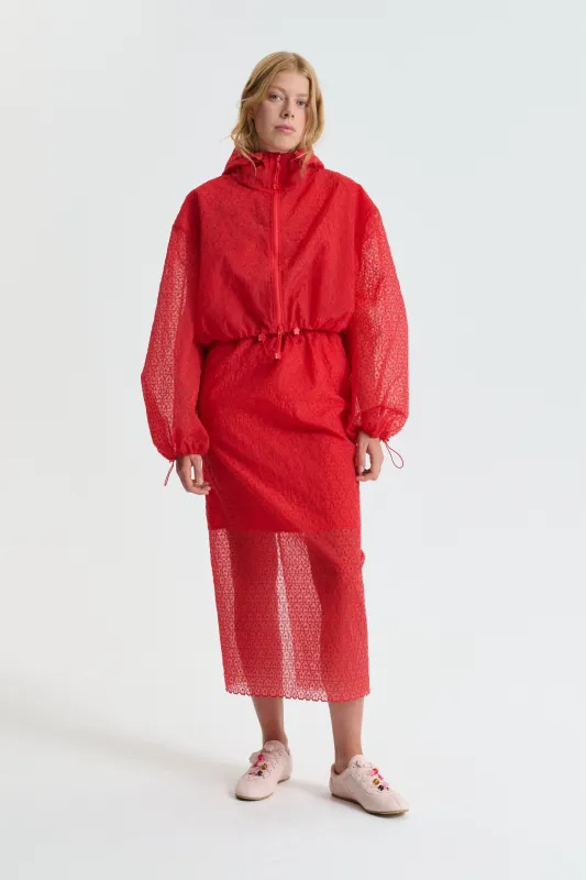 CBAISHA | BLOUSON JACKET WINDFLOWER EMB RED made by Cecilie Bahnsen
