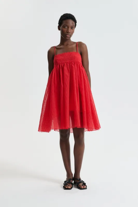 CBDENTA | DRESS WINDFLOWER EMB RED sold by Cecilie Bahnsen
