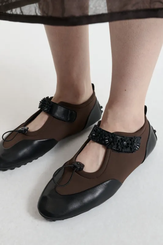 BESS | MARY JANE FLAT NEOPRENE BROWN sold by Cecilie Bahnsen