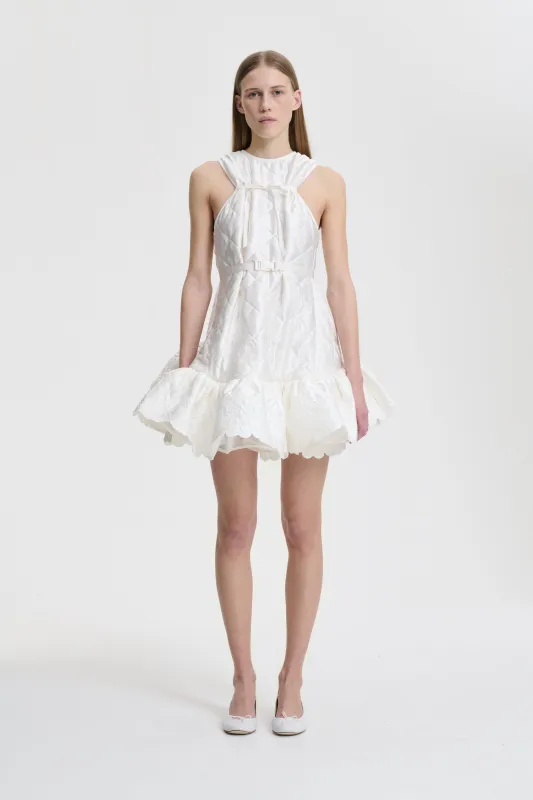 BOSCO | DRESS EMB. QUILTED SILK WHITE BRIDAL made by Cecilie Bahnsen