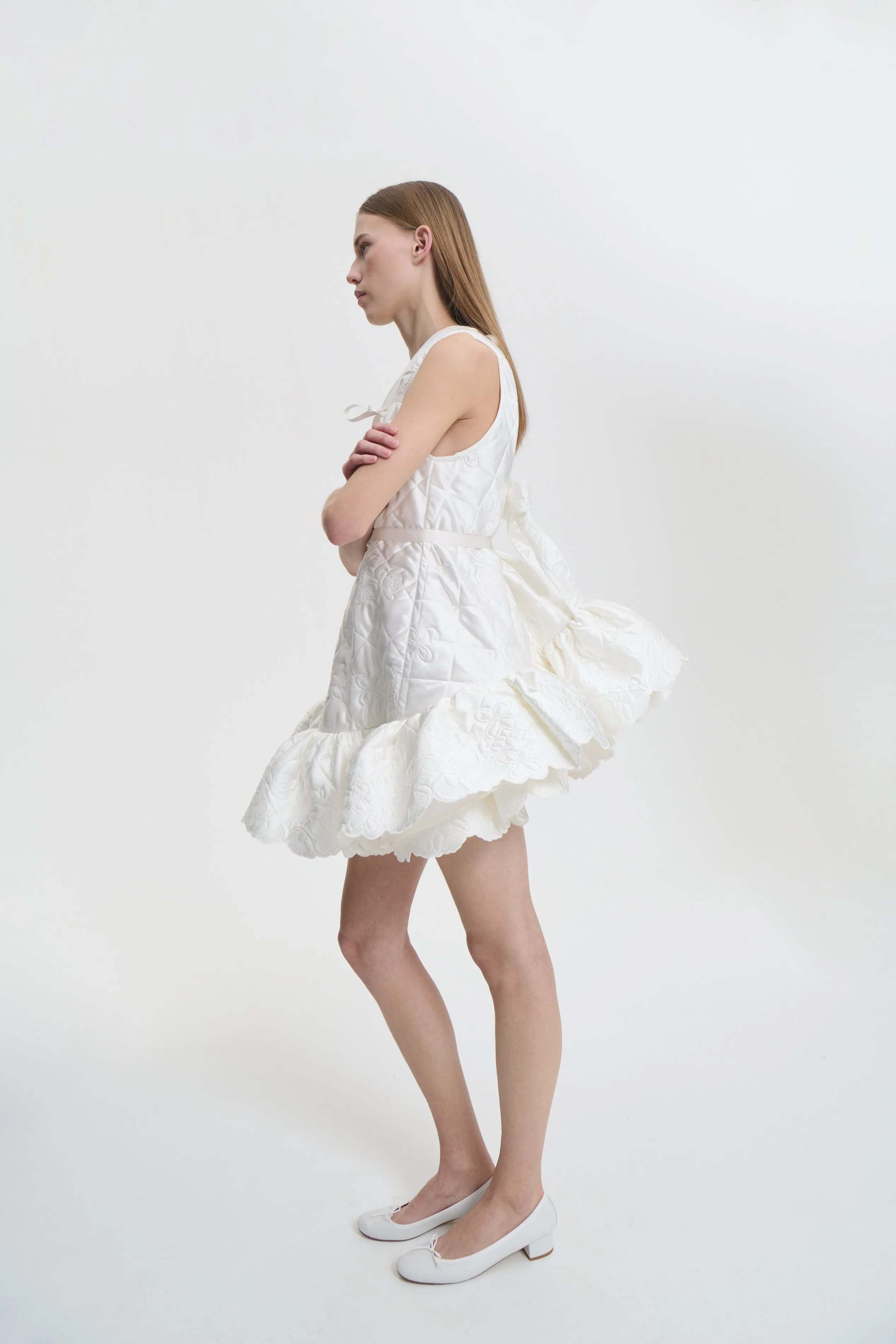 BOSCO | DRESS EMB. QUILTED SILK WHITE BRIDAL sold by Cecilie Bahnsen product image thumbnail 4