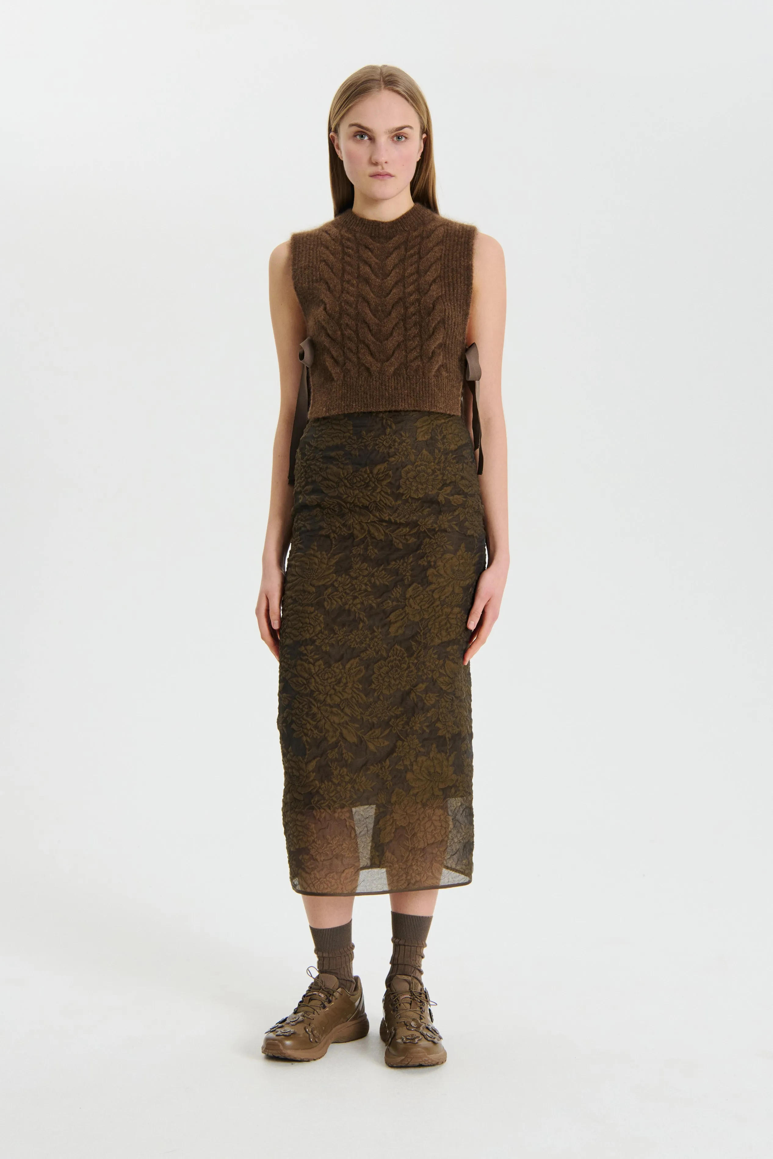 ALY | VEST TEXTURED MOHAIR FALL BROWN sold by Cecilie Bahnsen
