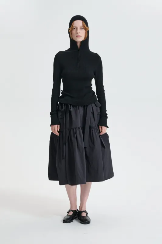 CBBELMA | HOODIE SUMMER MERINO KNIT BLACK made by Cecilie Bahnsen