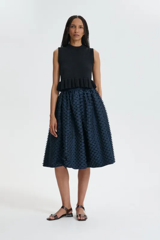 CBMALA | SKIRT FIAMMA FIL-COUPÉ NAVY made by Cecilie Bahnsen