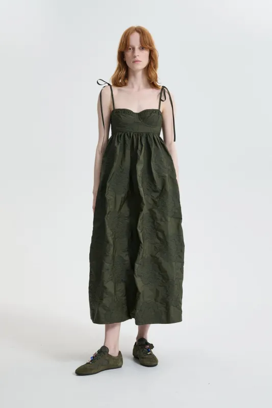 CBALENA | DRESS BORUS JACQUARD OLIVE made by Cecilie Bahnsen