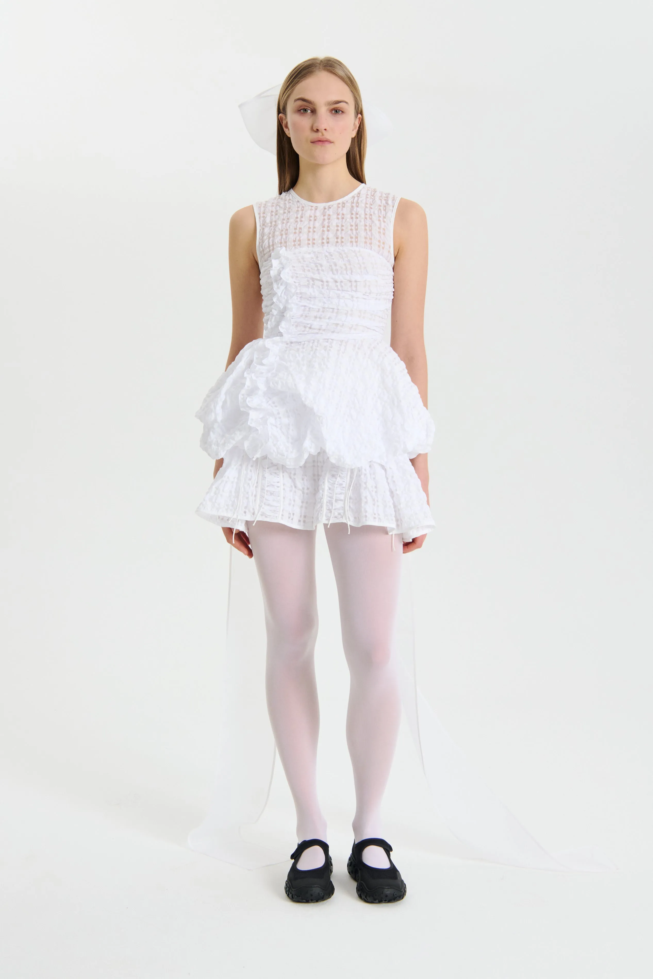 GIANNA | TOP CHECK SEERSUCKER / WHITE BRIDAL sold by Cecilie Bahnsen