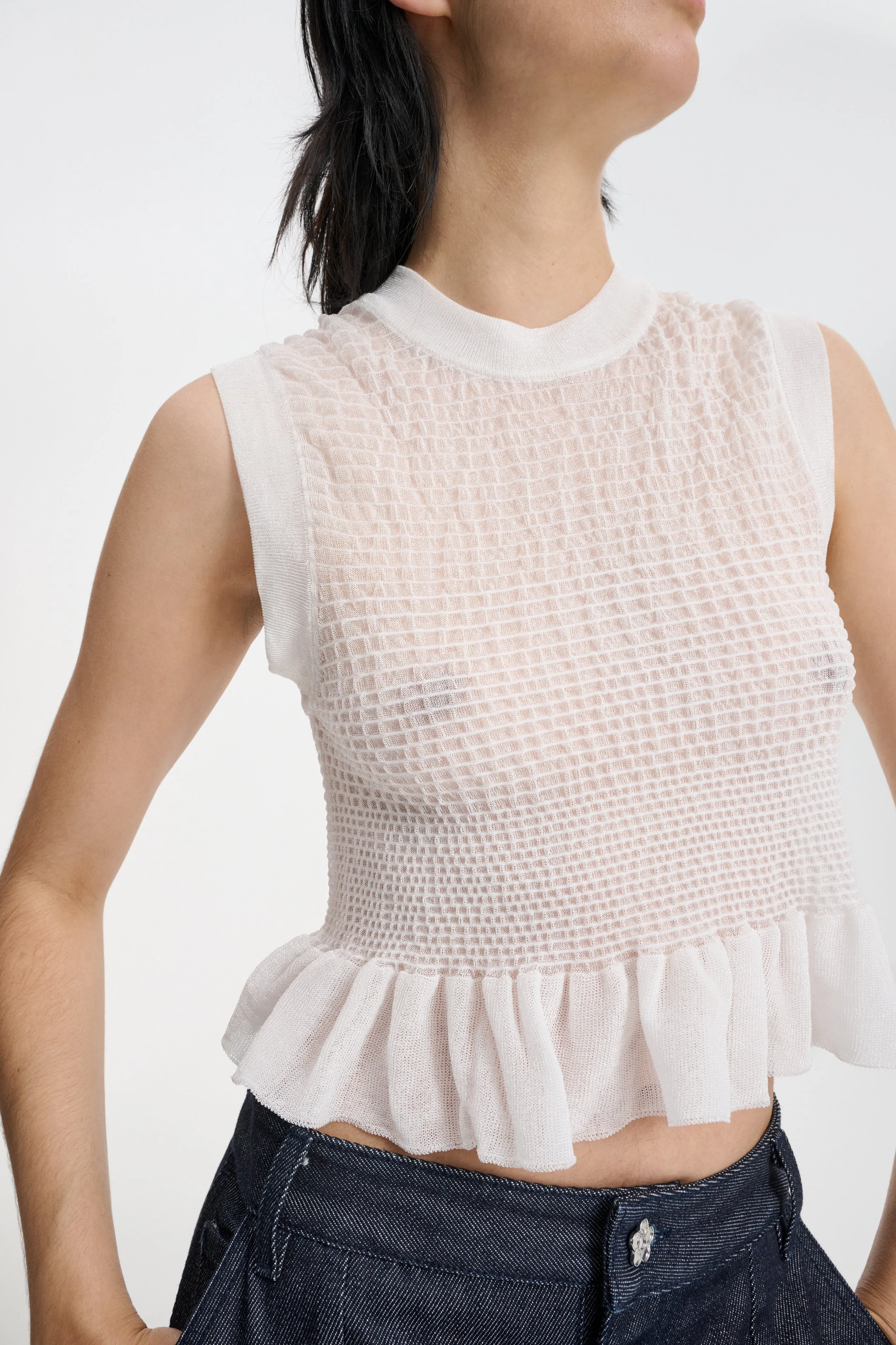 CBCELIA | VEST SHEER SUMMER KNIT WHITE sold by Cecilie Bahnsen product image thumbnail 3