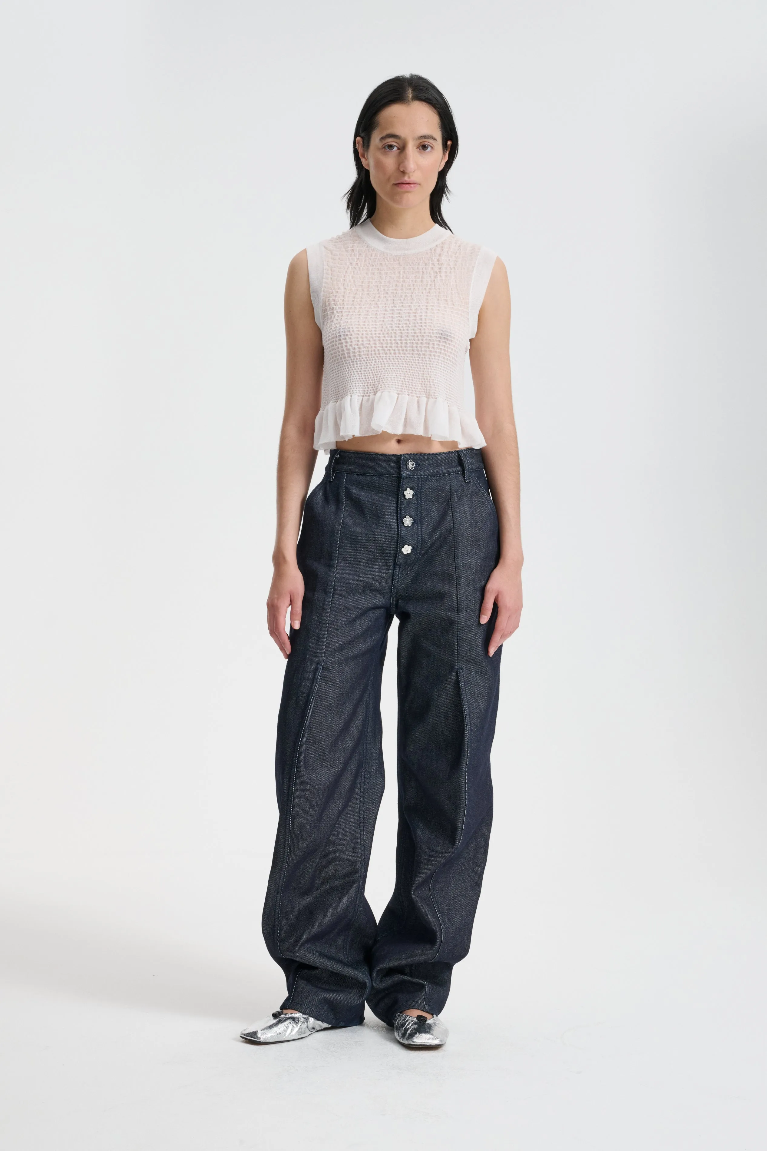 CBCELIA | VEST SHEER SUMMER KNIT WHITE sold by Cecilie Bahnsen