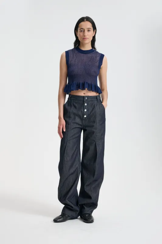 CBCELIA | VEST SHEER SUMMER KNIT NAVY made by Cecilie Bahnsen