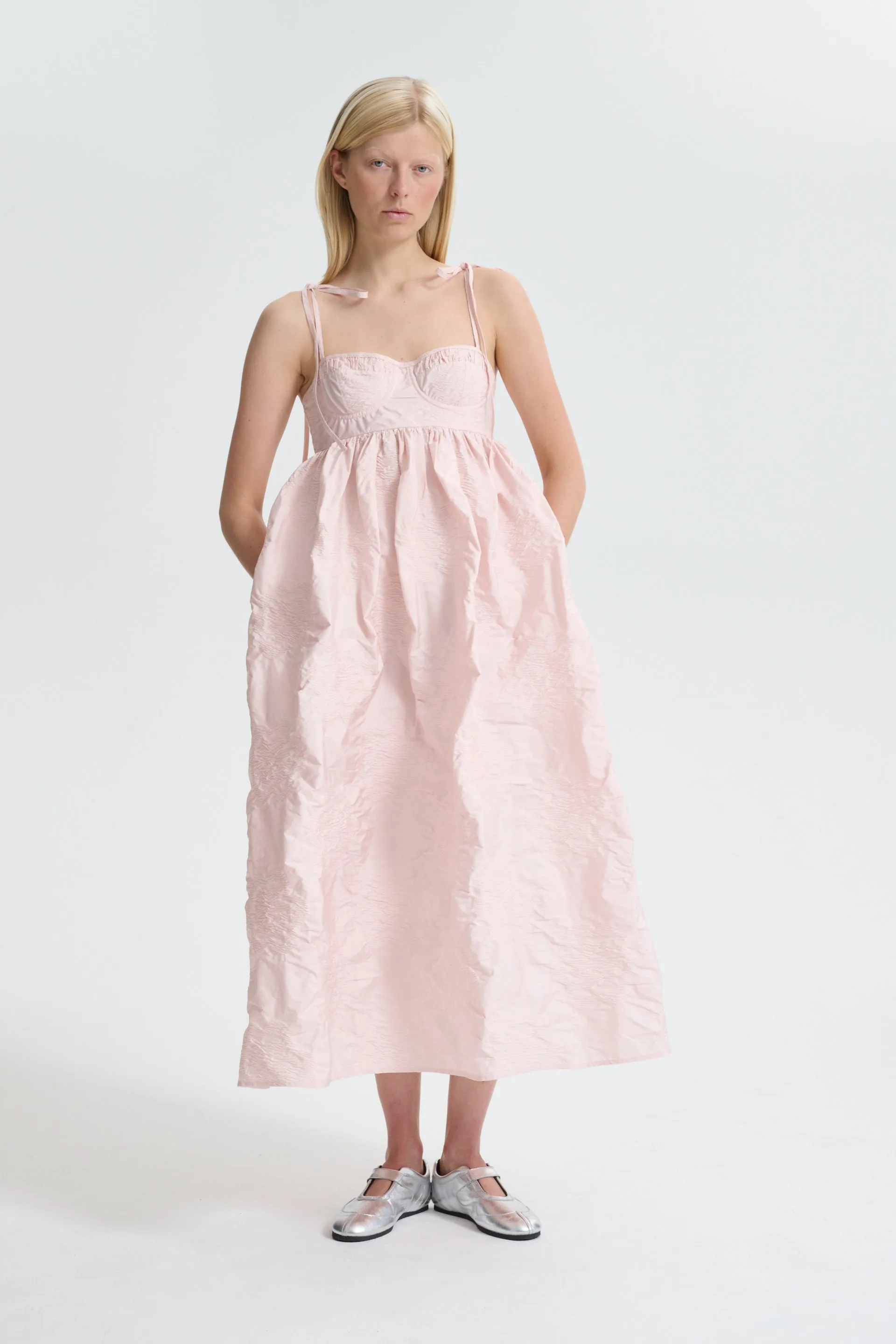 CBALENA | DRESS BORUS JACQUARD BLUSH PINK sold by Cecilie Bahnsen