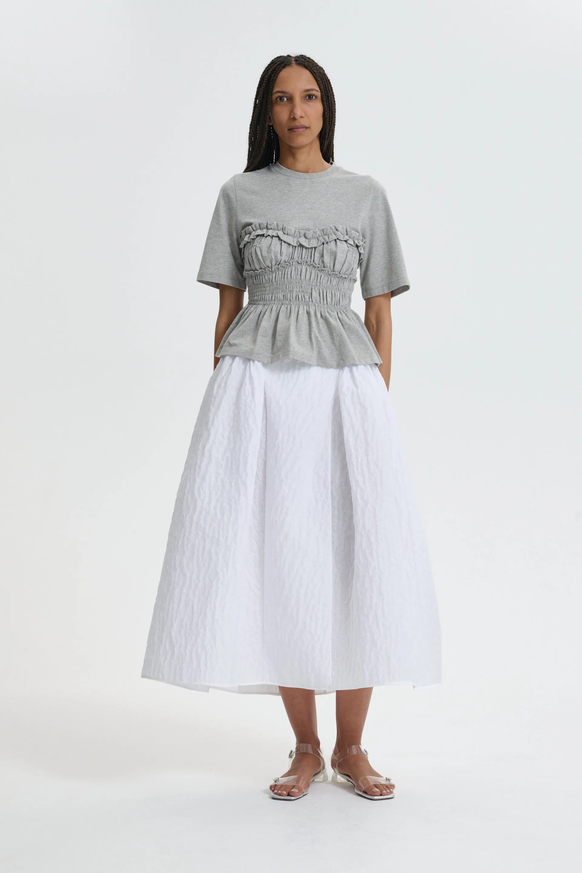 CBFABIOLA | SKIRT MARGUERITTE CLOQUÉ WHITE sold by Cecilie Bahnsen