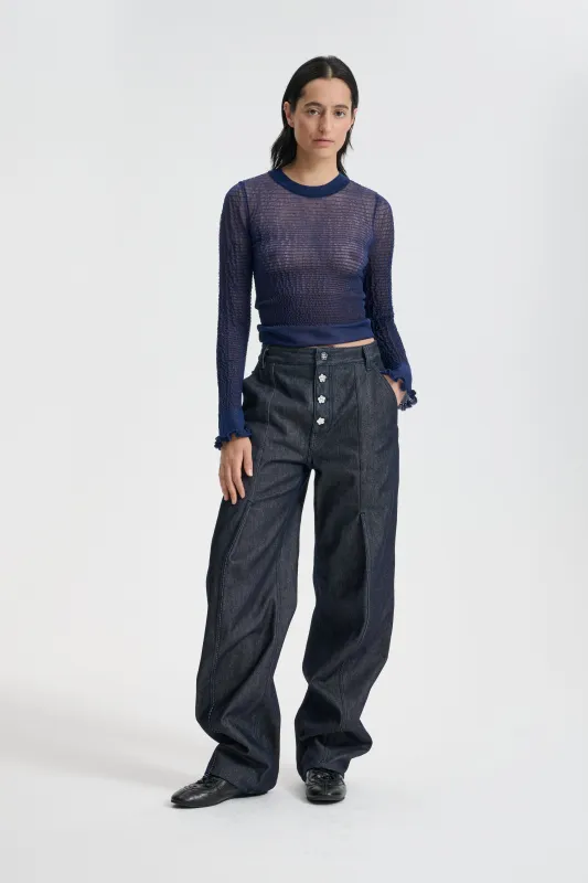CBCORALI | TOP SHEER SUMMER KNIT NAVY made by Cecilie Bahnsen