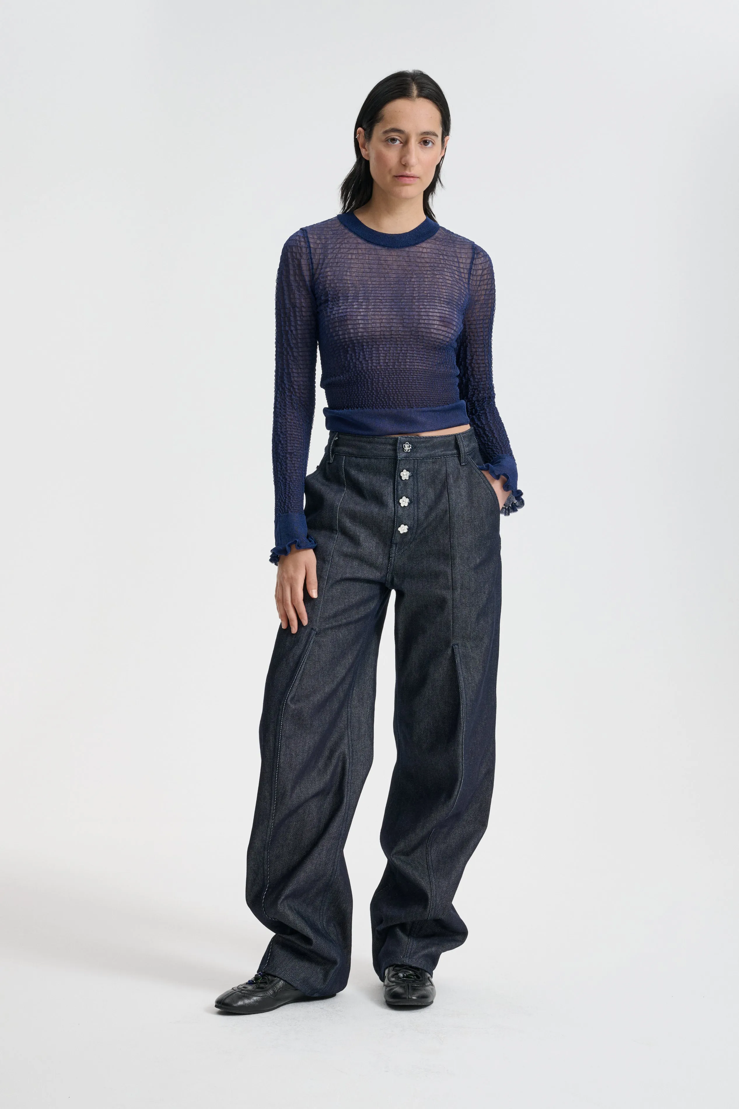 CBCORALI | TOP SHEER SUMMER KNIT NAVY sold by Cecilie Bahnsen