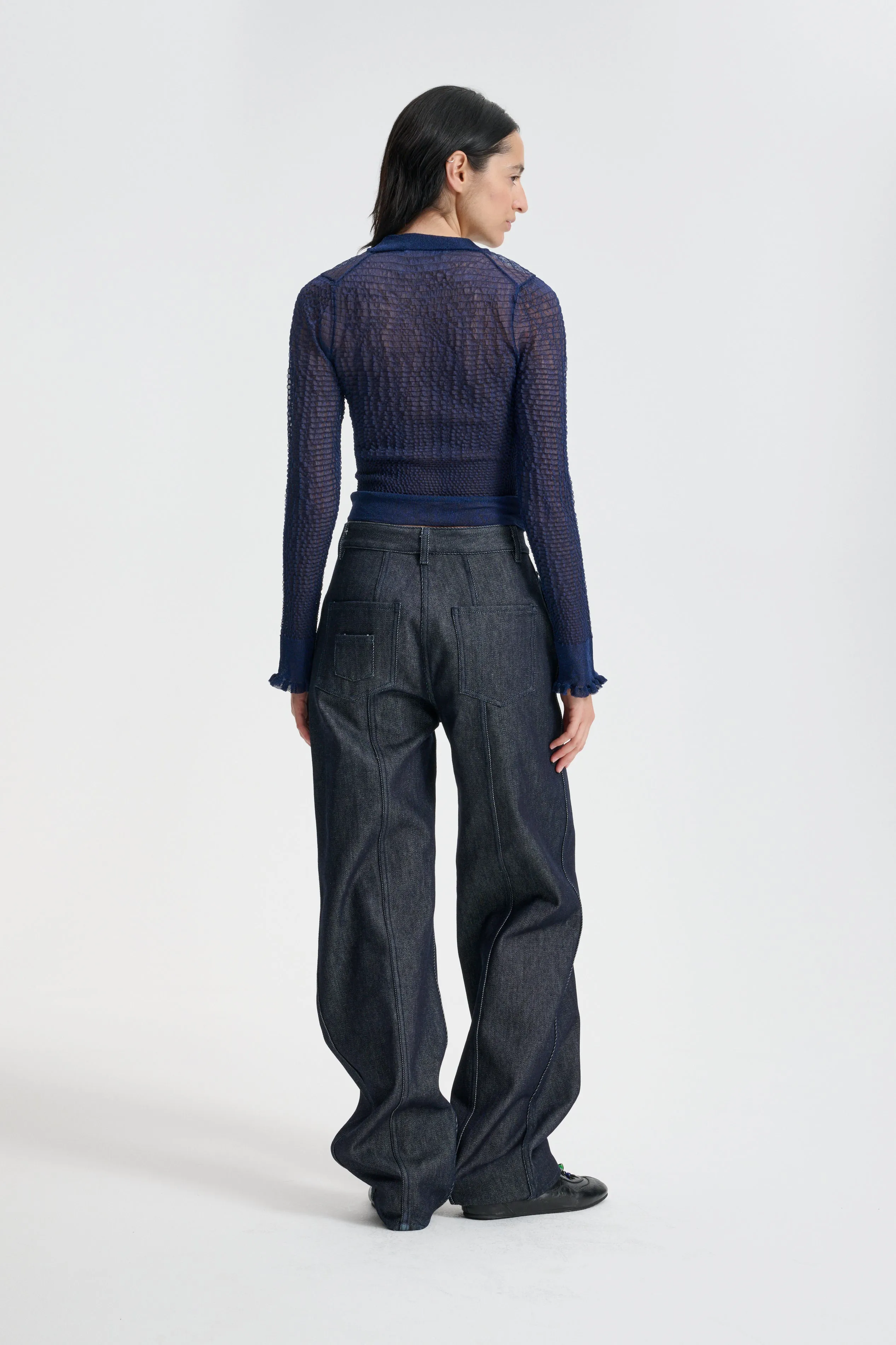 CBCORALI | TOP SHEER SUMMER KNIT NAVY sold by Cecilie Bahnsen product image thumbnail 3