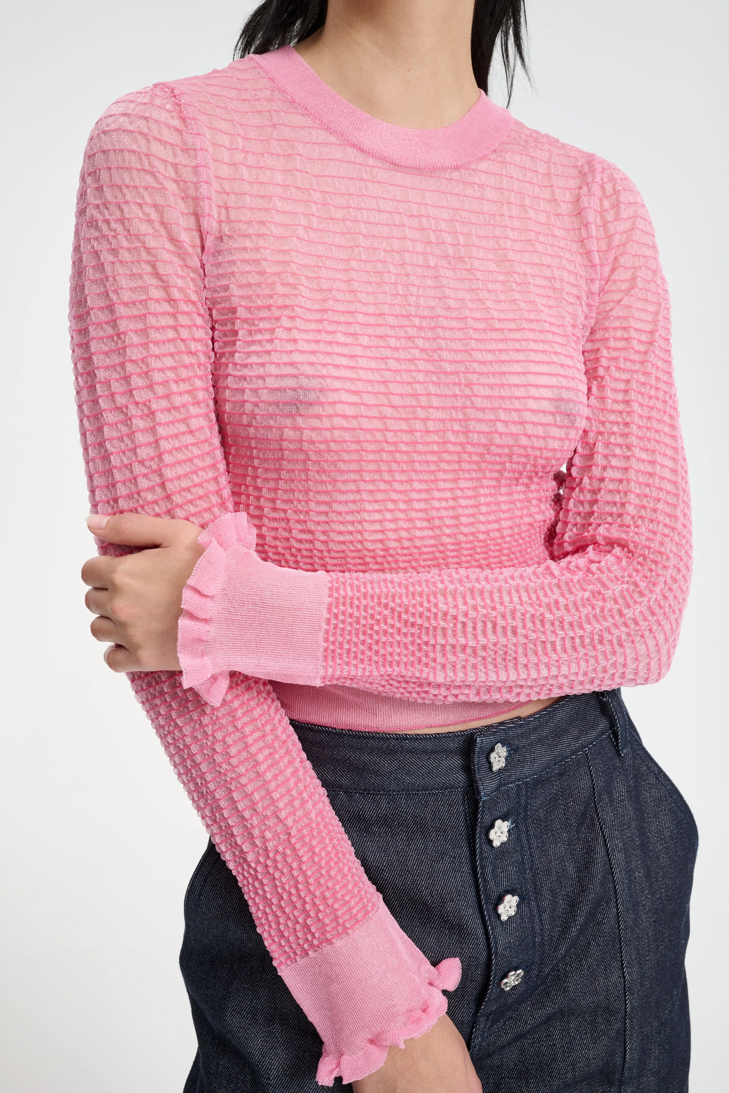 CBCORALI | TOP SHEER SUMMER KNIT PINK sold by Cecilie Bahnsen product image thumbnail 2