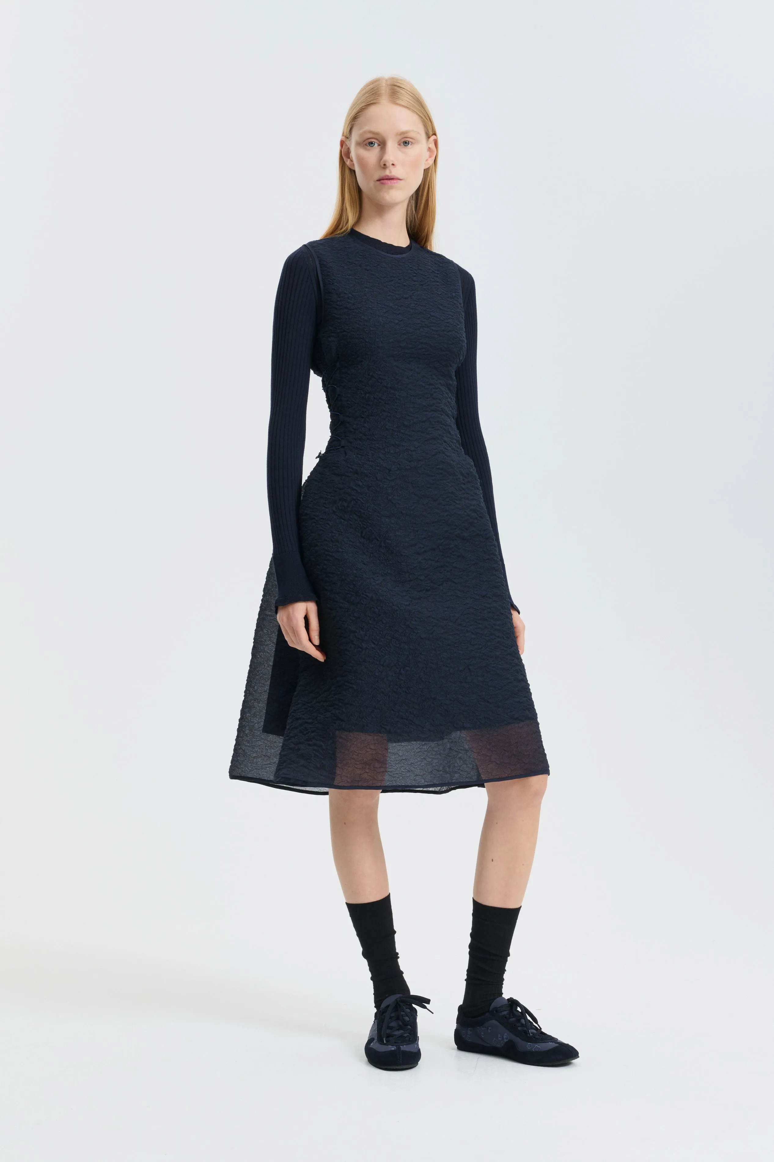 CBFLORIA | DRESS BRODIA MATELASSÉ NAVY sold by Cecilie Bahnsen product image thumbnail 5