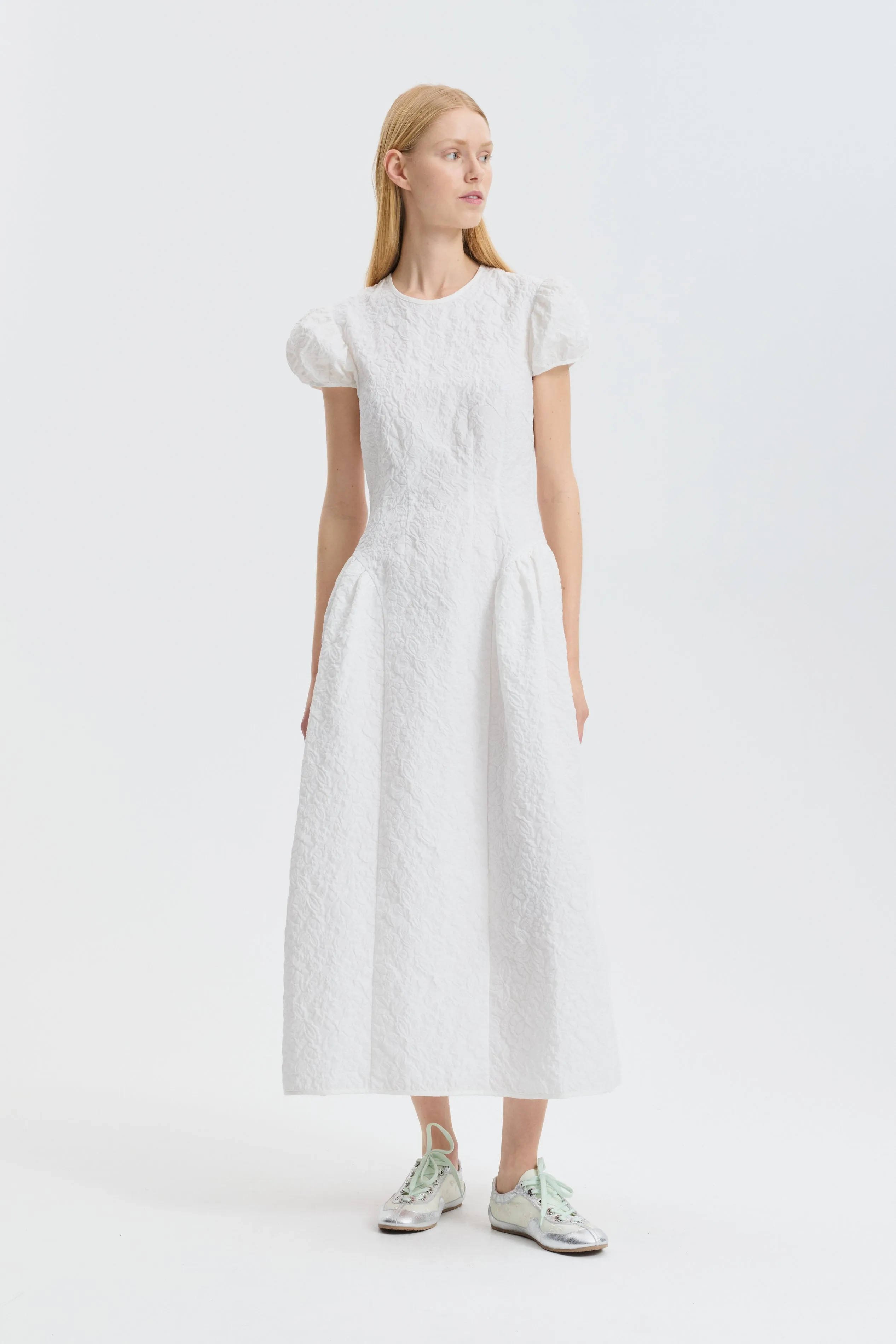 CBCLEOPATRA | DRESS FLORATINI MATELASSÉ WHITE sold by Cecilie Bahnsen