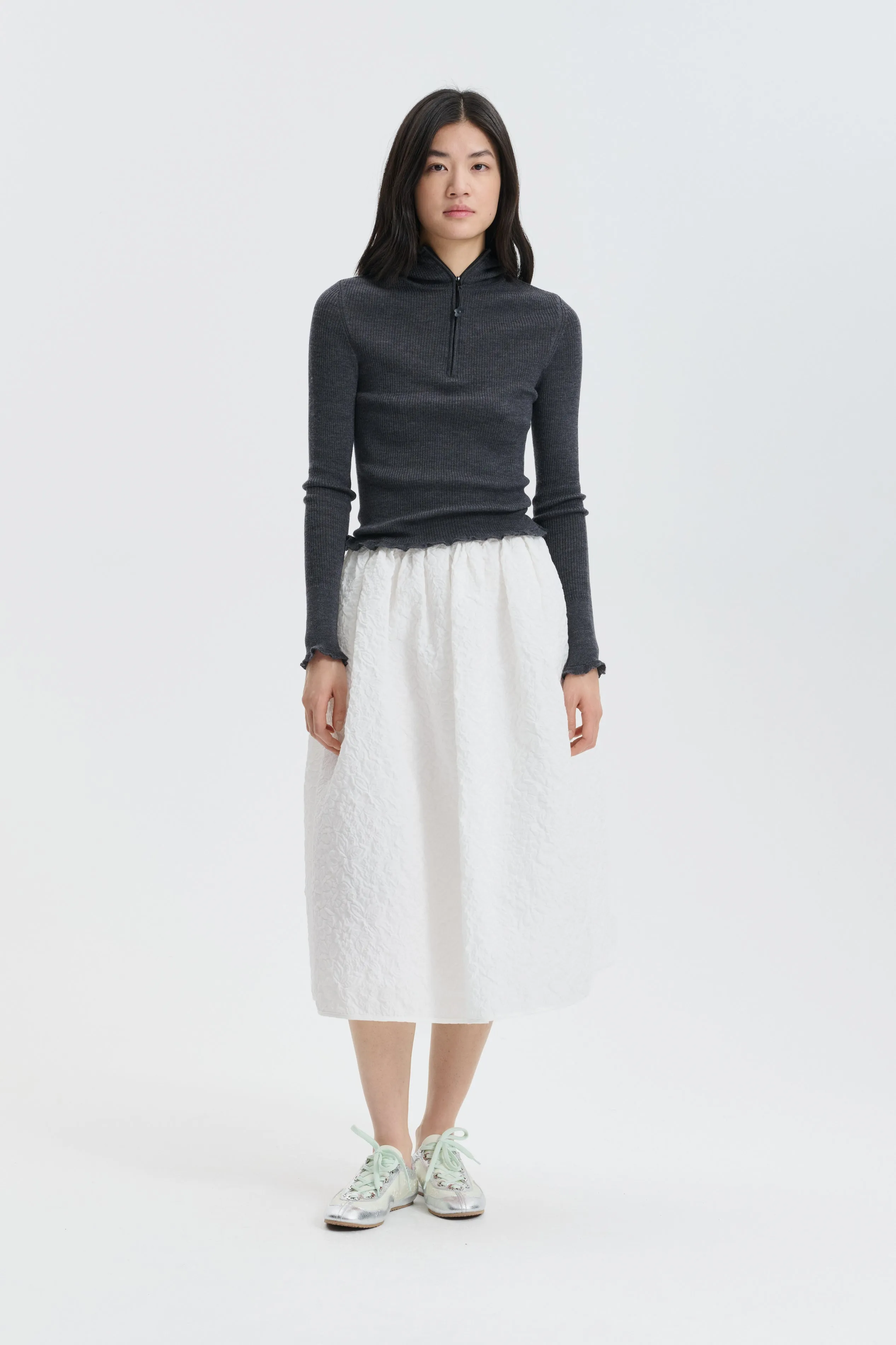 CBBELMA | HOODIE FINE MERINO GREY MELANGE sold by Cecilie Bahnsen