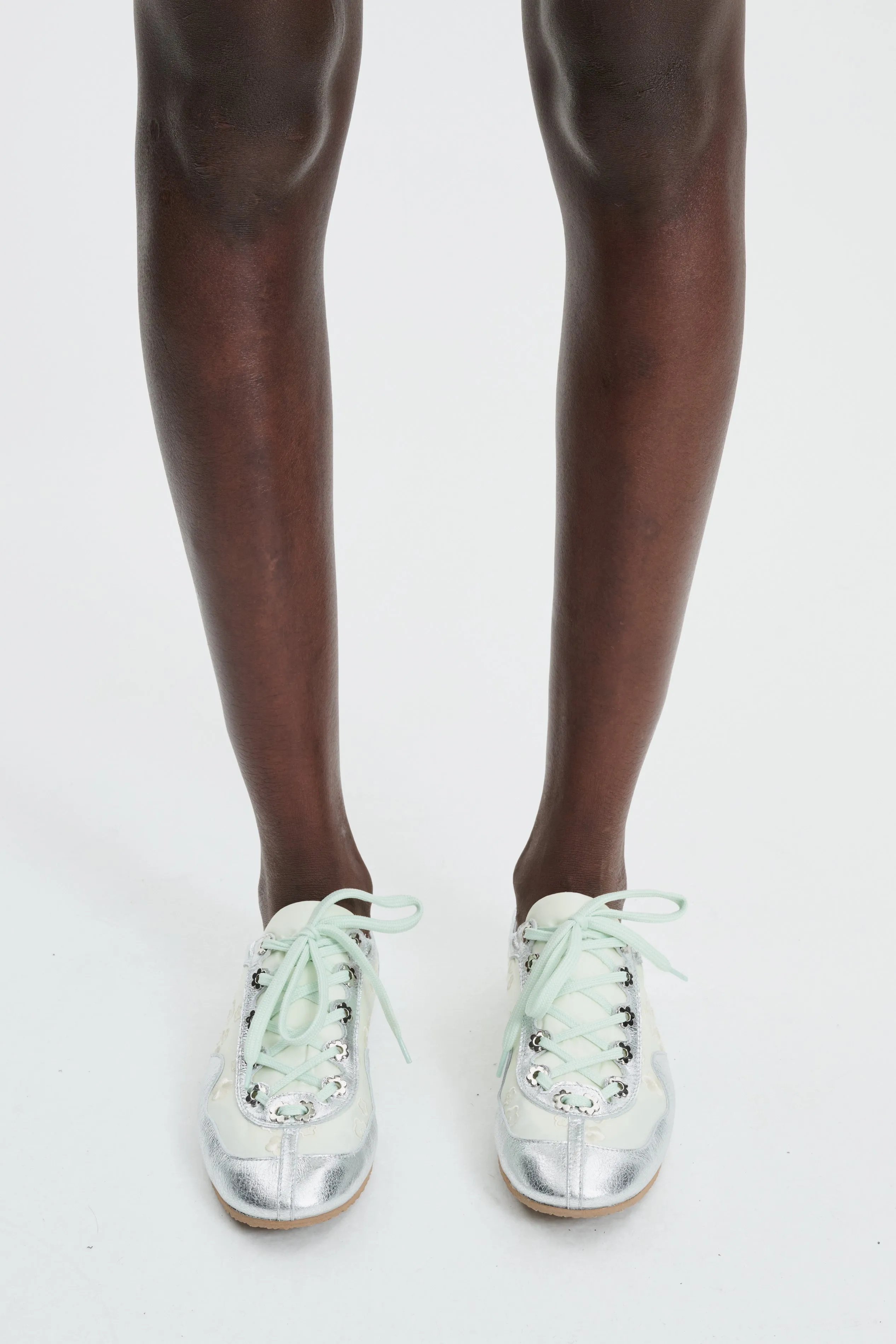 CBBLAISE | SOFT SNEAKERS LEATHER/NYLON SILVER/MINT sold by Cecilie Bahnsen