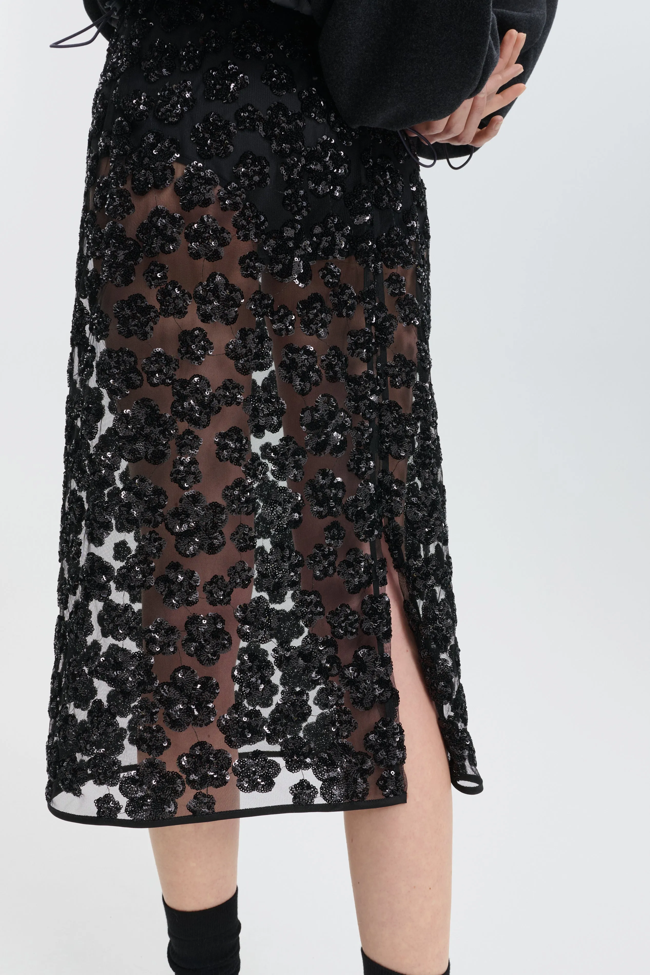 CBBRIA | SKIRT UME FLORAL SEQUINS BLACK sold by Cecilie Bahnsen product image thumbnail 4