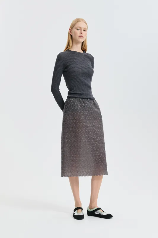CBBRIA | SKIRT MEADOW EMBROIDERY GREY made by Cecilie Bahnsen