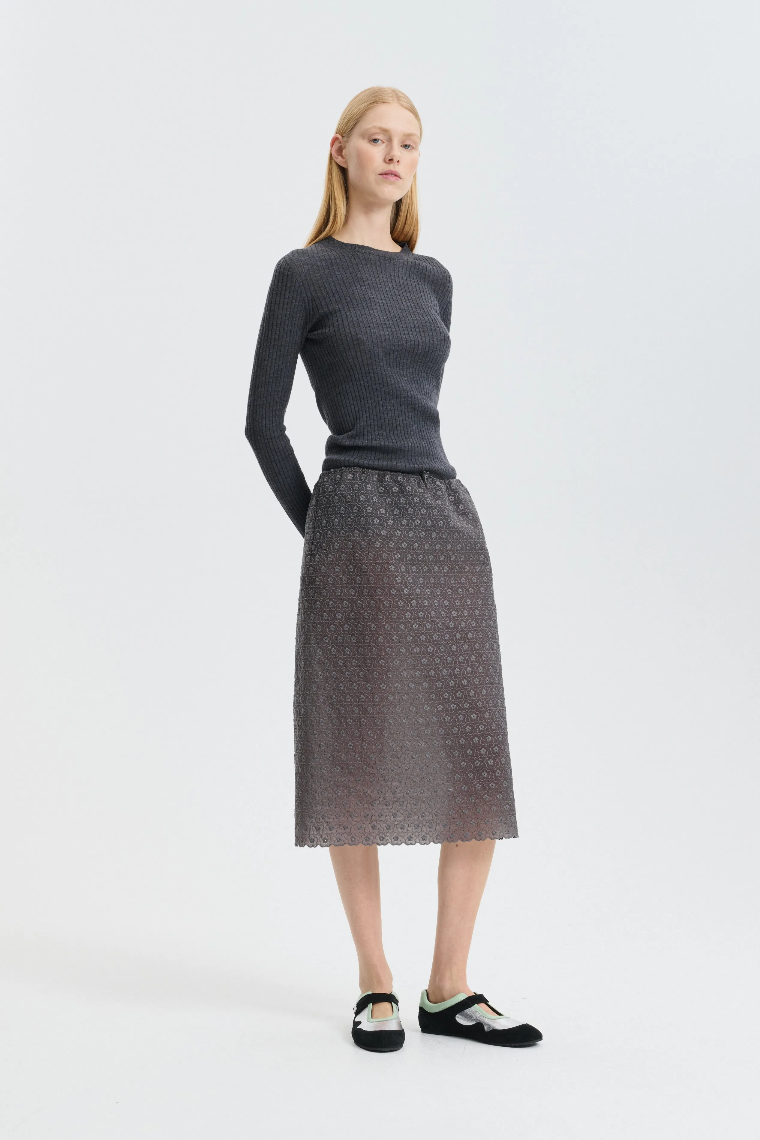 CBBRIA | SKIRT MEADOW EMBROIDERY GREY sold by Cecilie Bahnsen