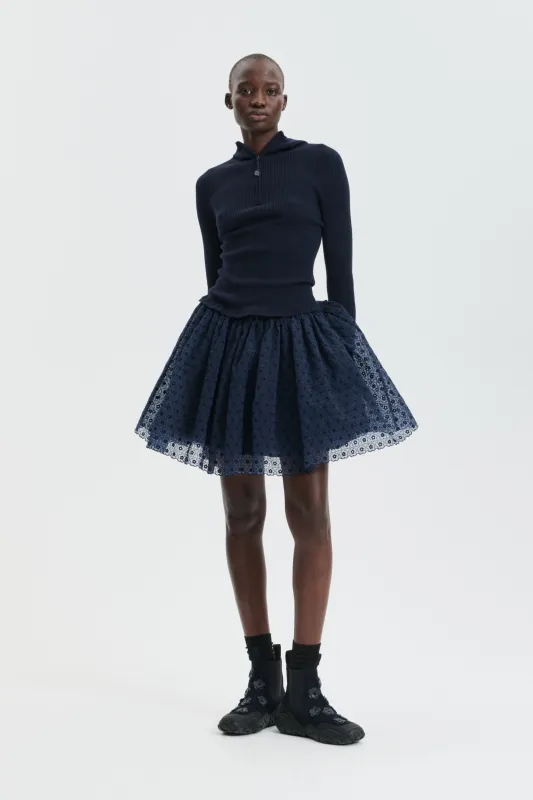 CBBIBIANA | SKIRT MEADOW EMBROIDERY NAVY made by Cecilie Bahnsen