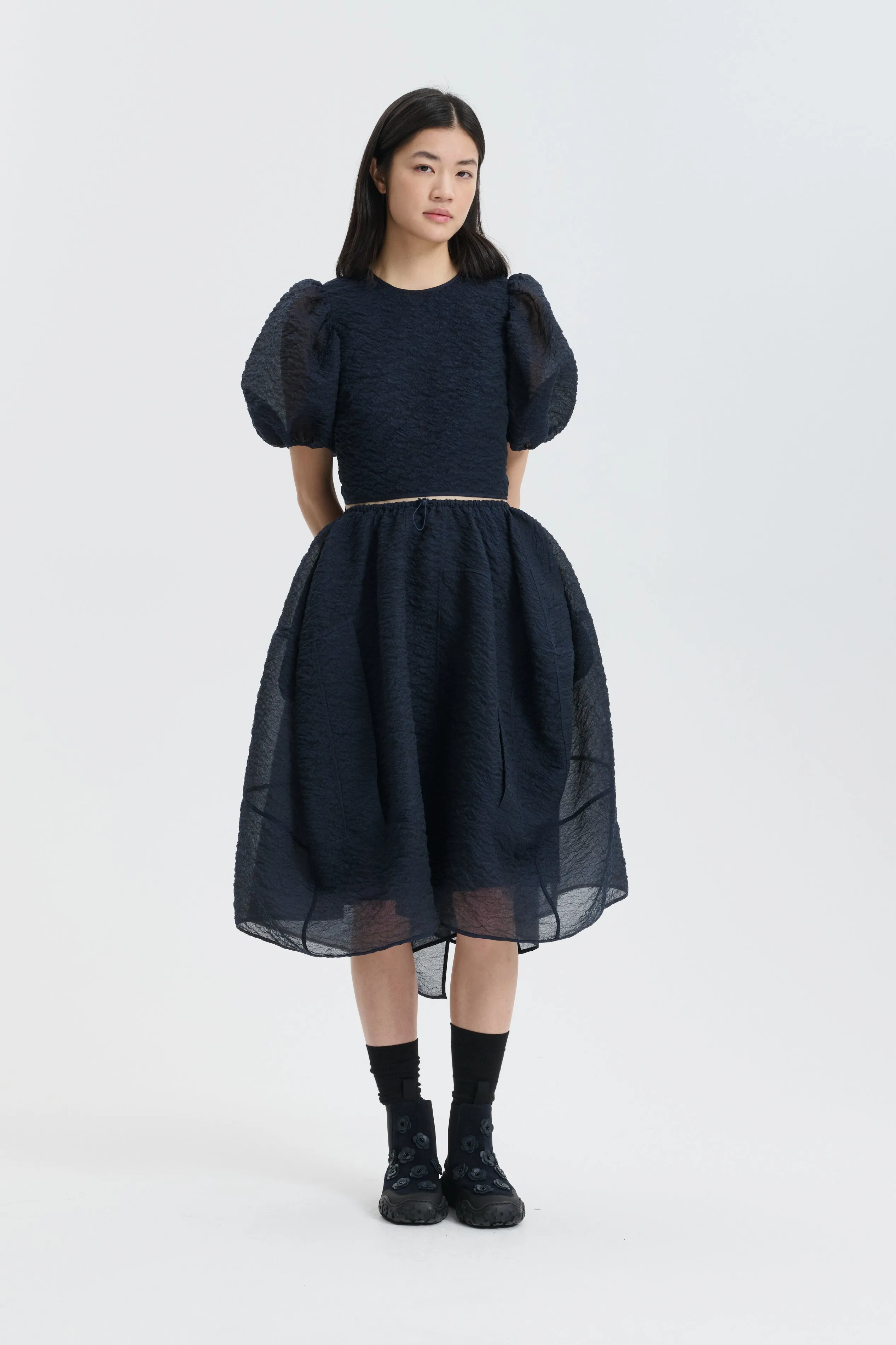 CBFOSIA | SKIRT BRODIA MATELASSÉ NAVY sold by Cecilie Bahnsen