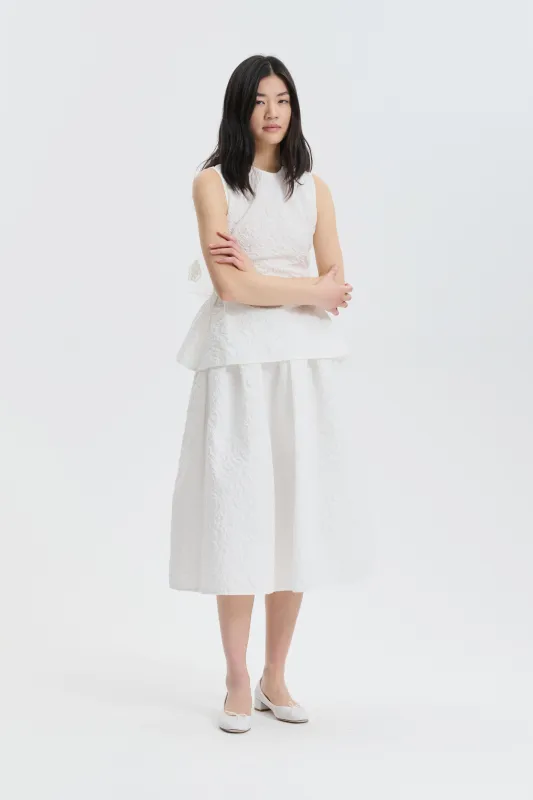 CBBALA | SKIRT FLORATINI MATELASSÉ WHITE made by Cecilie Bahnsen