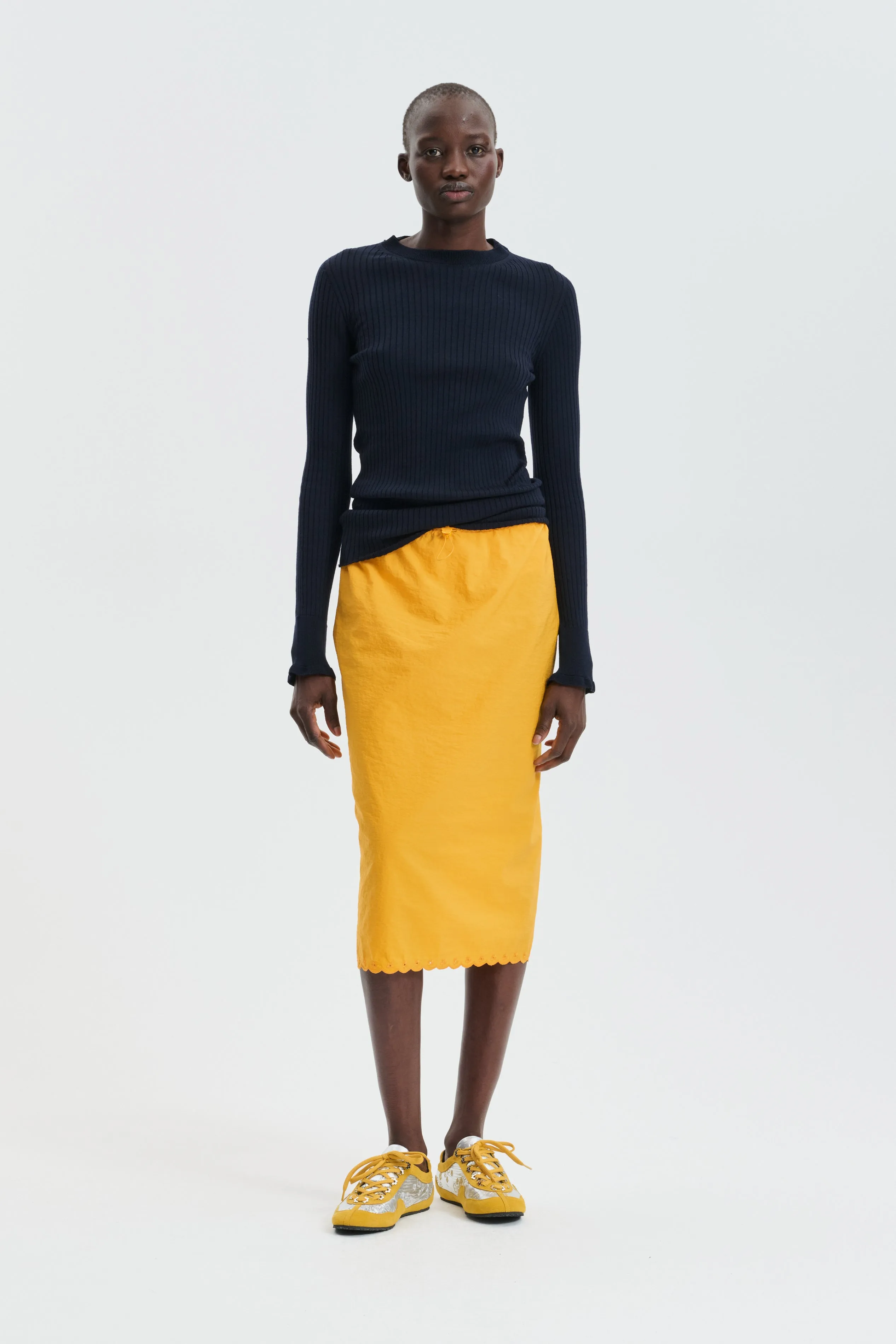 CBBRIA | SKIRT EMBROIDERED TAFFETA WINTER YELLOW sold by Cecilie Bahnsen