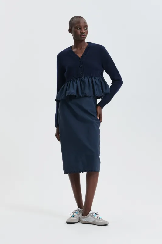 CBBRIA | SKIRT EMBROIDERED TAFFETA NAVY made by Cecilie Bahnsen