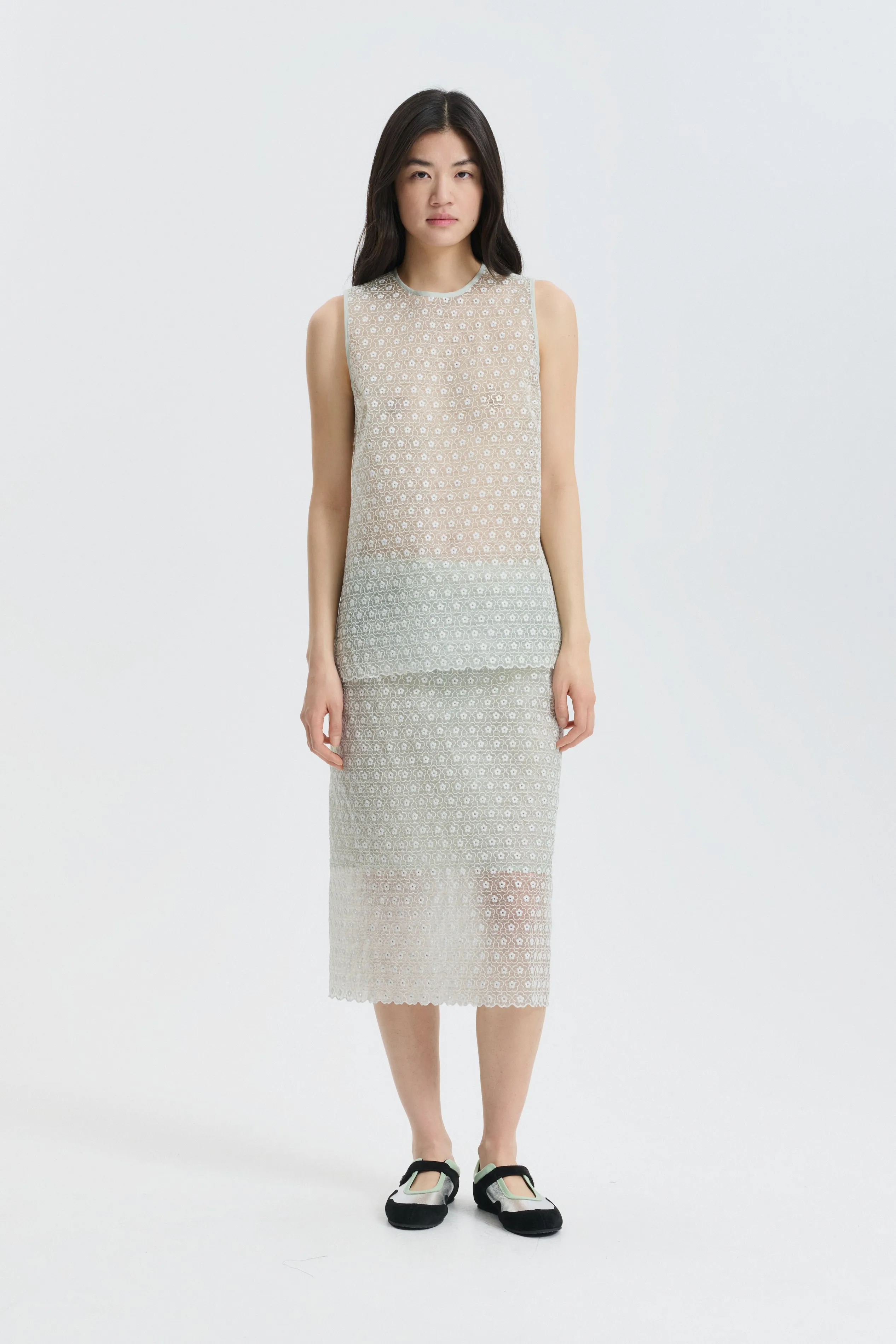 CBCERISE | TOP MEADOW EMBROIDERY MINT sold by Cecilie Bahnsen