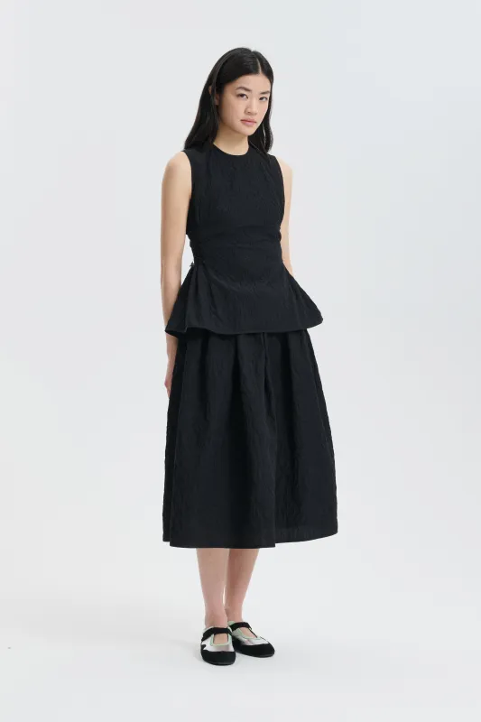 CBFELLEN | TOP FLORATINI MATELASSÉ BLACK made by Cecilie Bahnsen