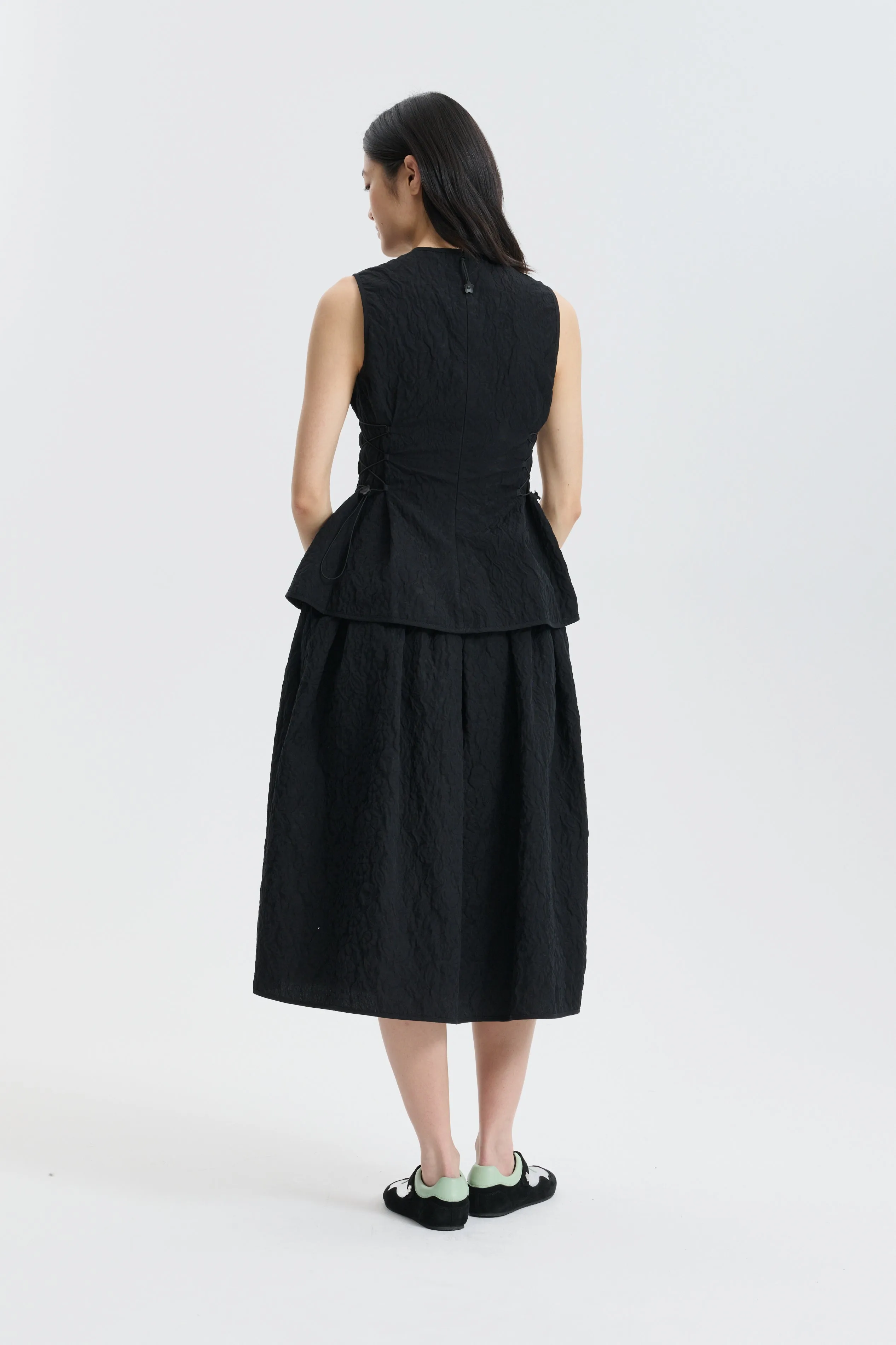 CBFELLEN | TOP FLORATINI MATELASSÉ BLACK sold by Cecilie Bahnsen product image thumbnail 2