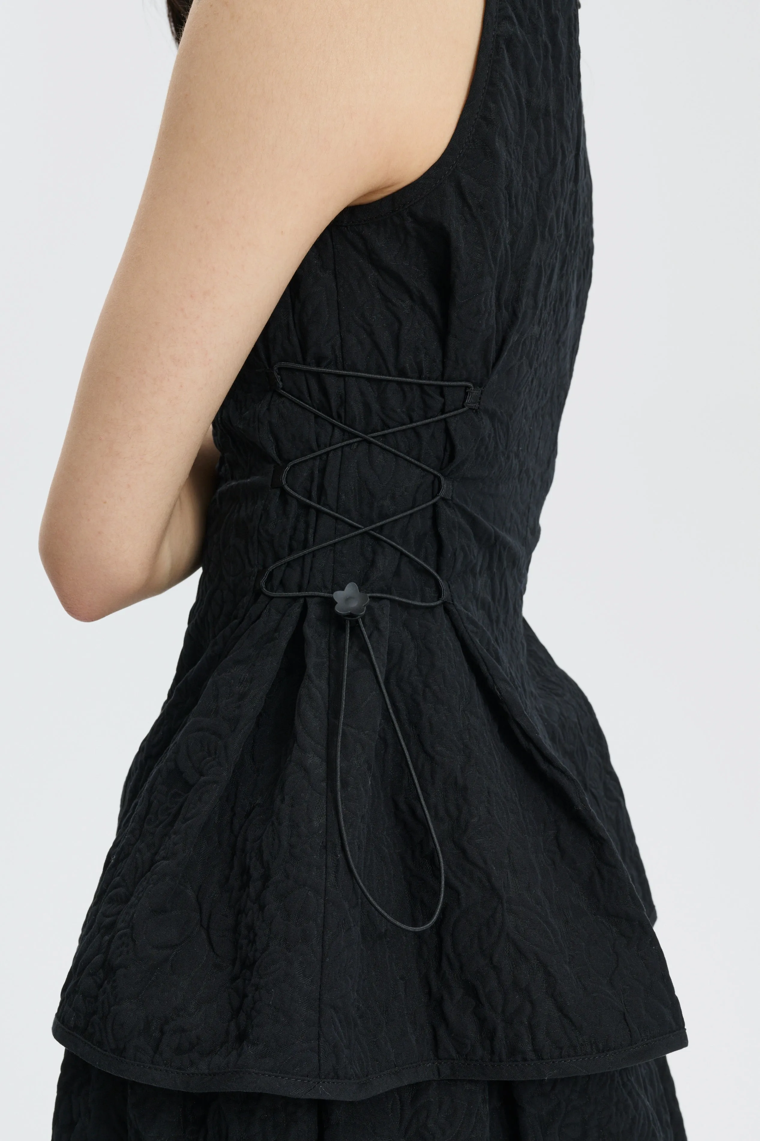 CBFELLEN | TOP FLORATINI MATELASSÉ BLACK sold by Cecilie Bahnsen product image thumbnail 3