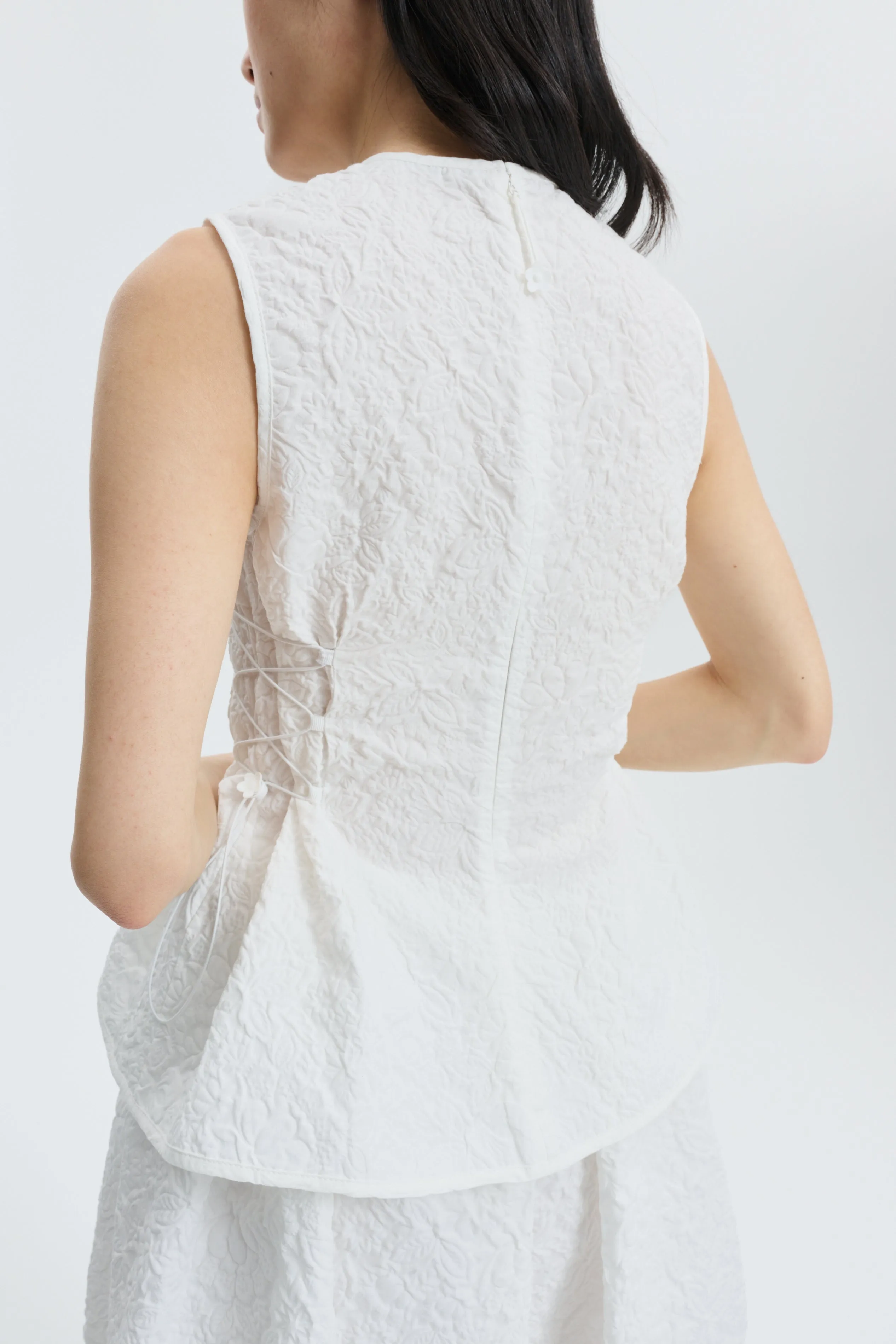 CBFELLEN | TOP FLORATINI MATELASSÉ WHITE sold by Cecilie Bahnsen product image thumbnail 5