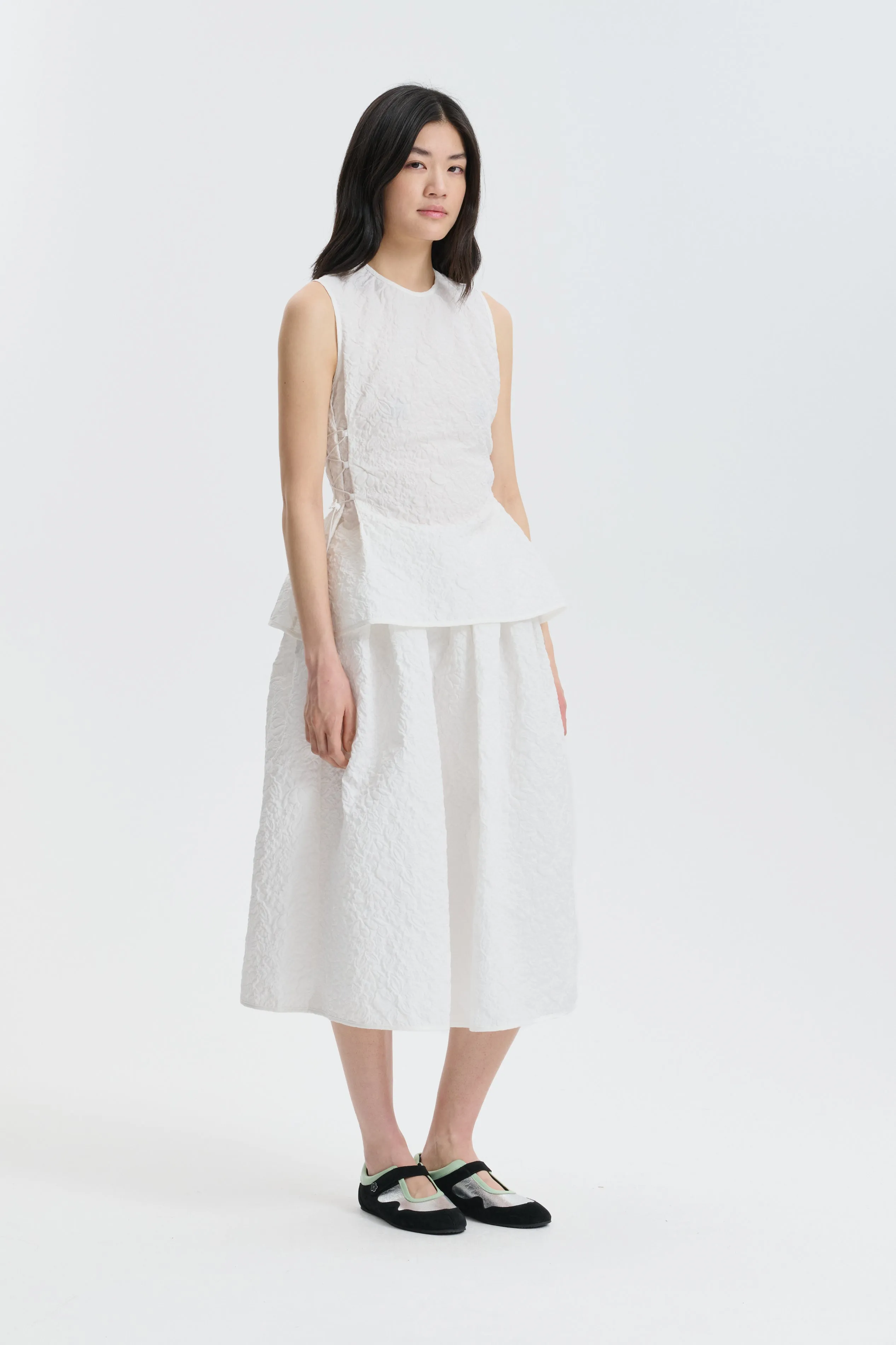 CBFELLEN | TOP FLORATINI MATELASSÉ WHITE sold by Cecilie Bahnsen