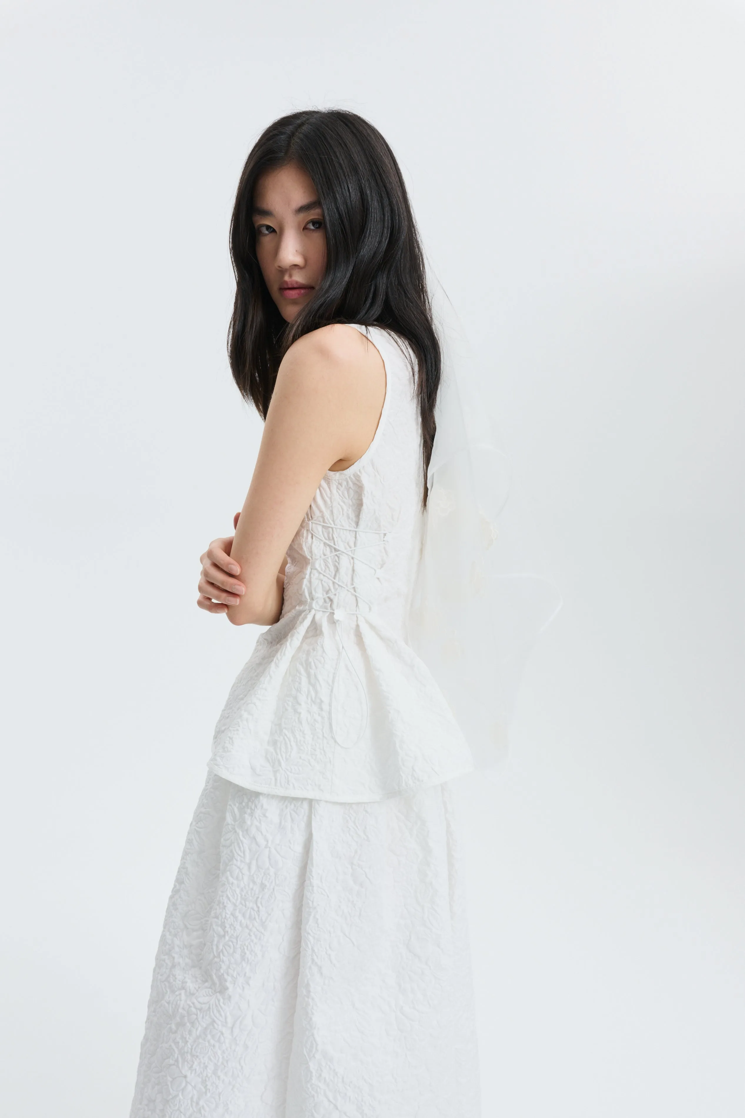 CBFELLEN | TOP FLORATINI MATELASSÉ WHITE sold by Cecilie Bahnsen product image thumbnail 3