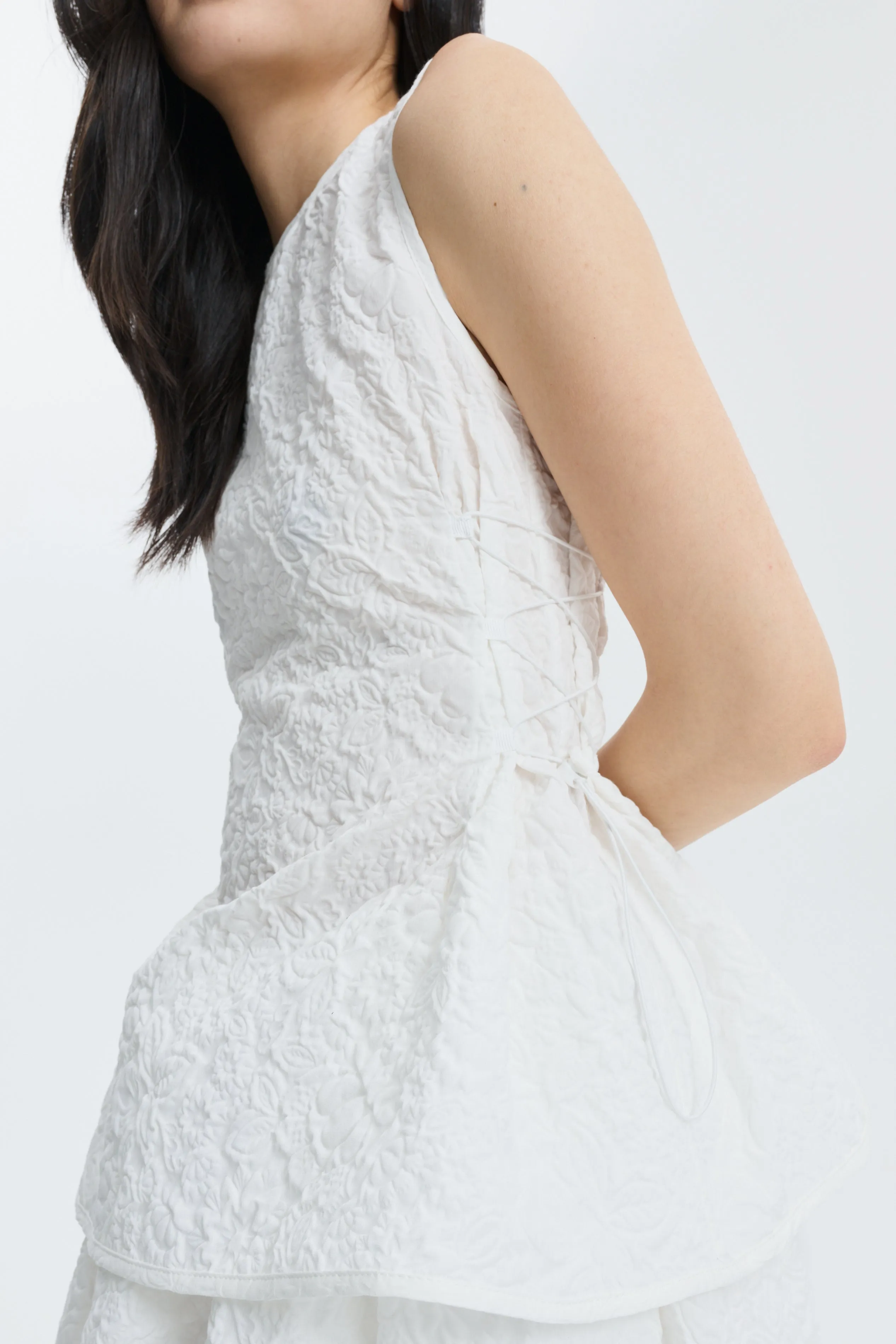 CBFELLEN | TOP FLORATINI MATELASSÉ WHITE sold by Cecilie Bahnsen product image thumbnail 4