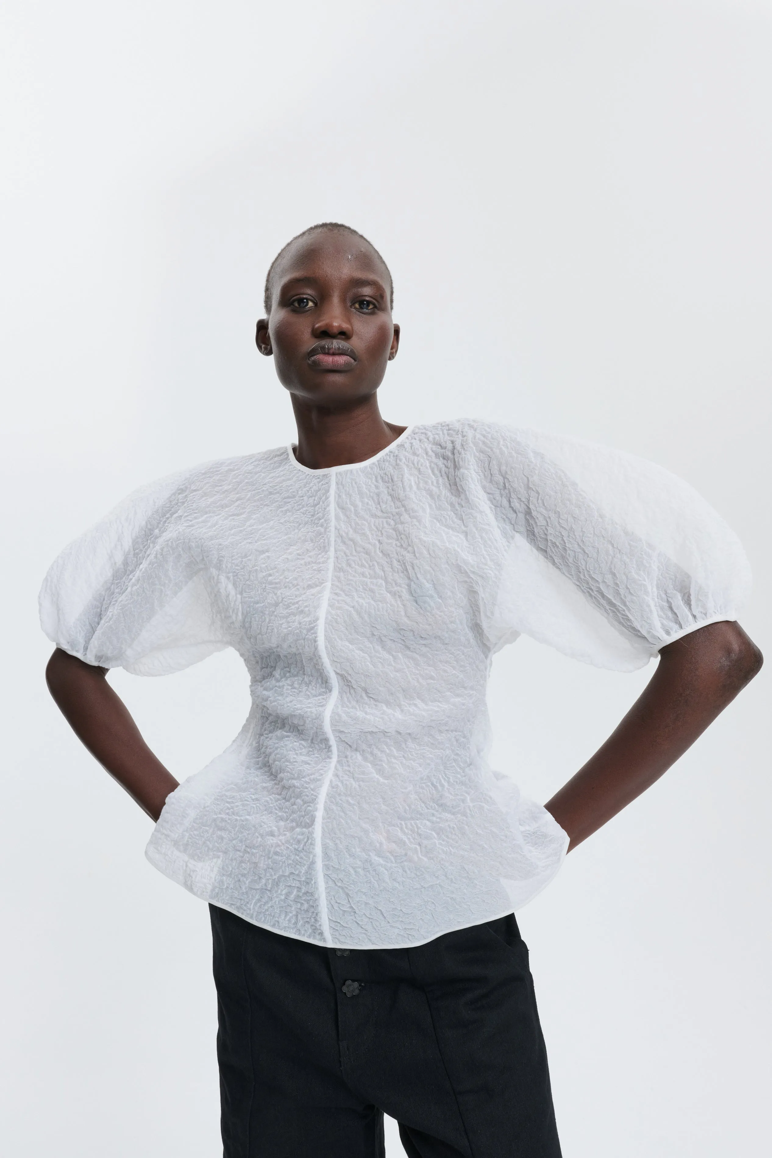 CBFINELLE | TOP BRODIA MATELASSÉ WHITE sold by Cecilie Bahnsen product image thumbnail 3