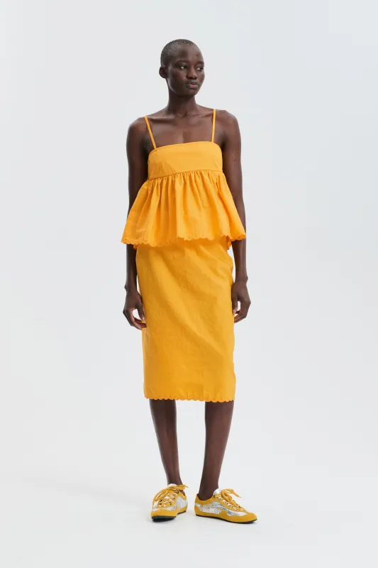 CBSELENA | TOP EMBROIDERED TAFFETA WINTER YELLOW made by Cecilie Bahnsen