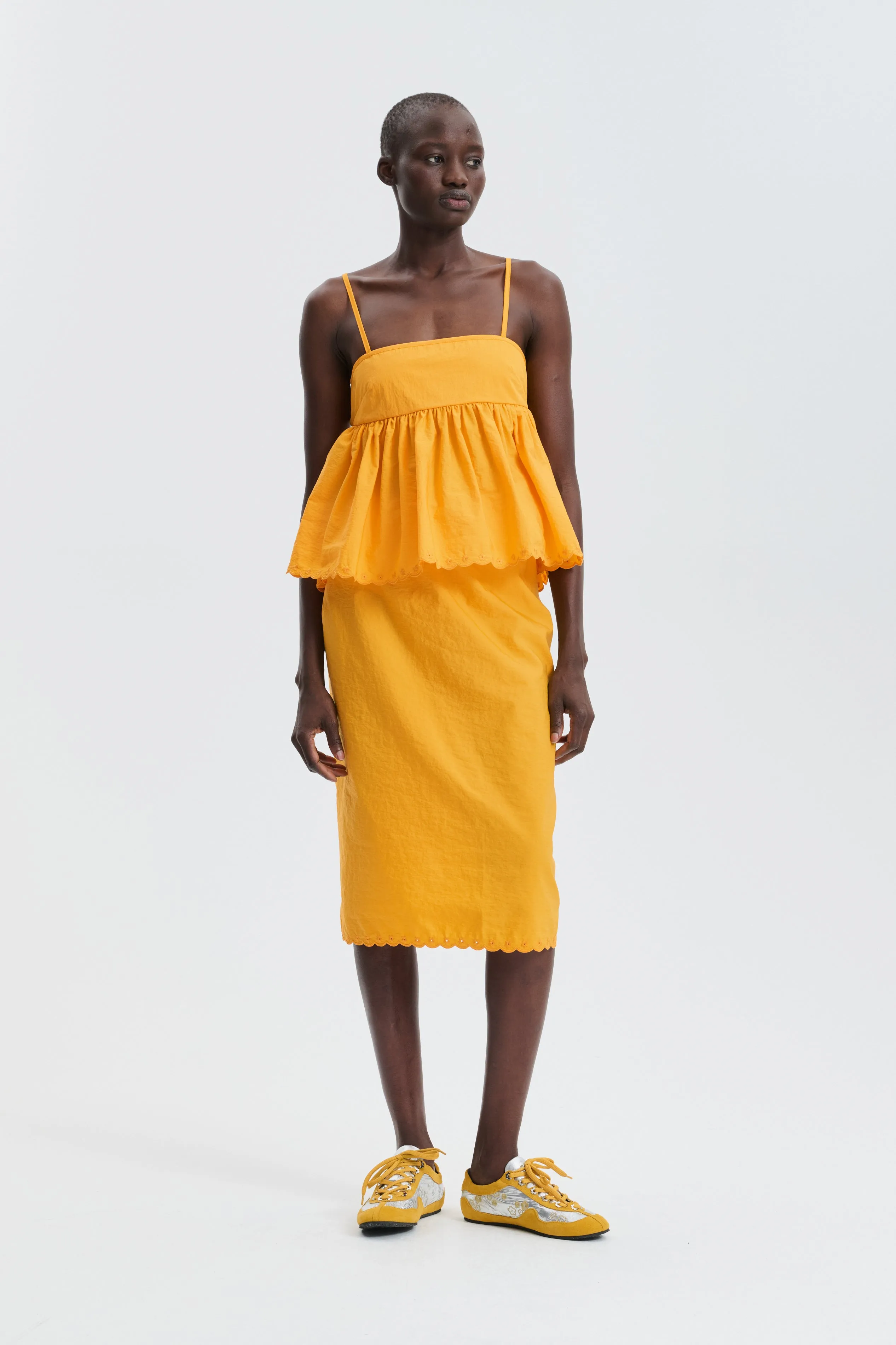 CBSELENA | TOP EMBROIDERED TAFFETA WINTER YELLOW sold by Cecilie Bahnsen