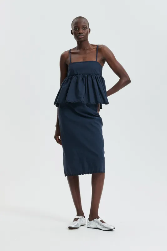 CBSELENA | TOP EMBROIDERED TAFFETA NAVY made by Cecilie Bahnsen