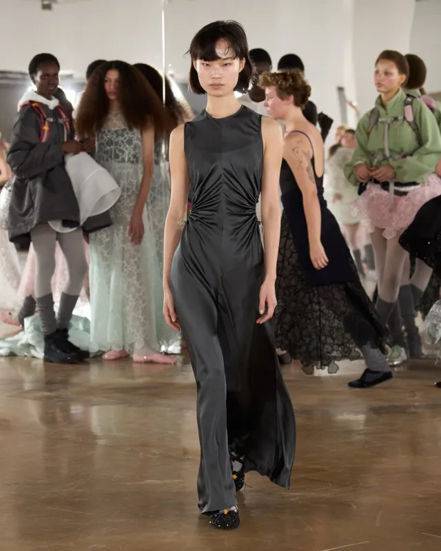 CBFELINE | GOWN SILK SATIN GREY made by Cecilie Bahnsen