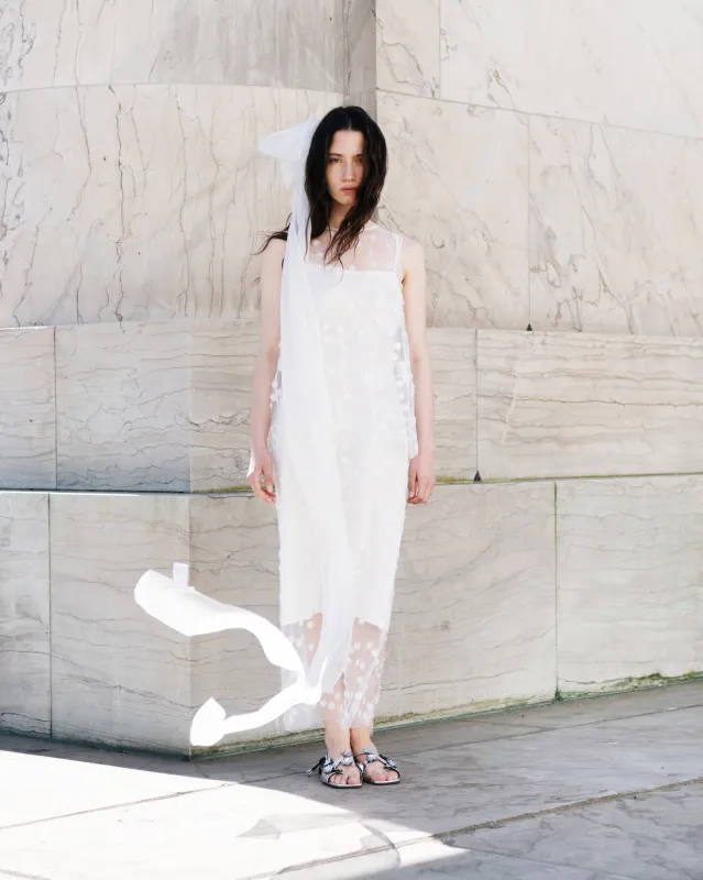 GUS | SKIRT SEQUIN BLOSSOM TULLE WHITE BRIDAL made by Cecilie Bahnsen