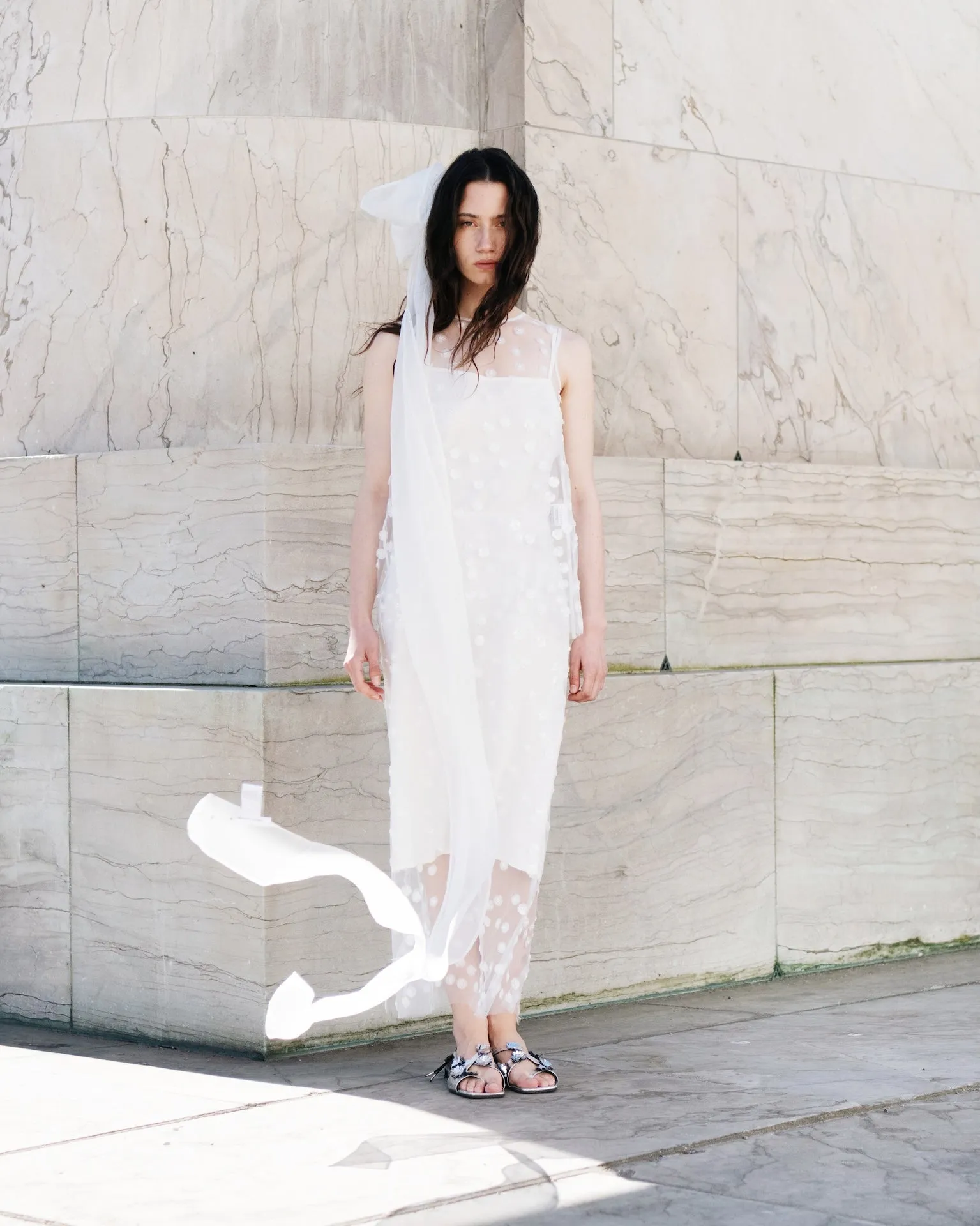 GUS | SKIRT SEQUIN BLOSSOM TULLE WHITE BRIDAL sold by Cecilie Bahnsen