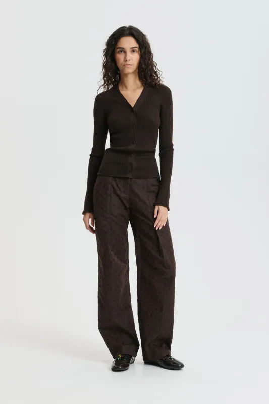 CBFOLKE | CARDIGAN LIGHT MERINO WOOL BROWN made by Cecilie Bahnsen